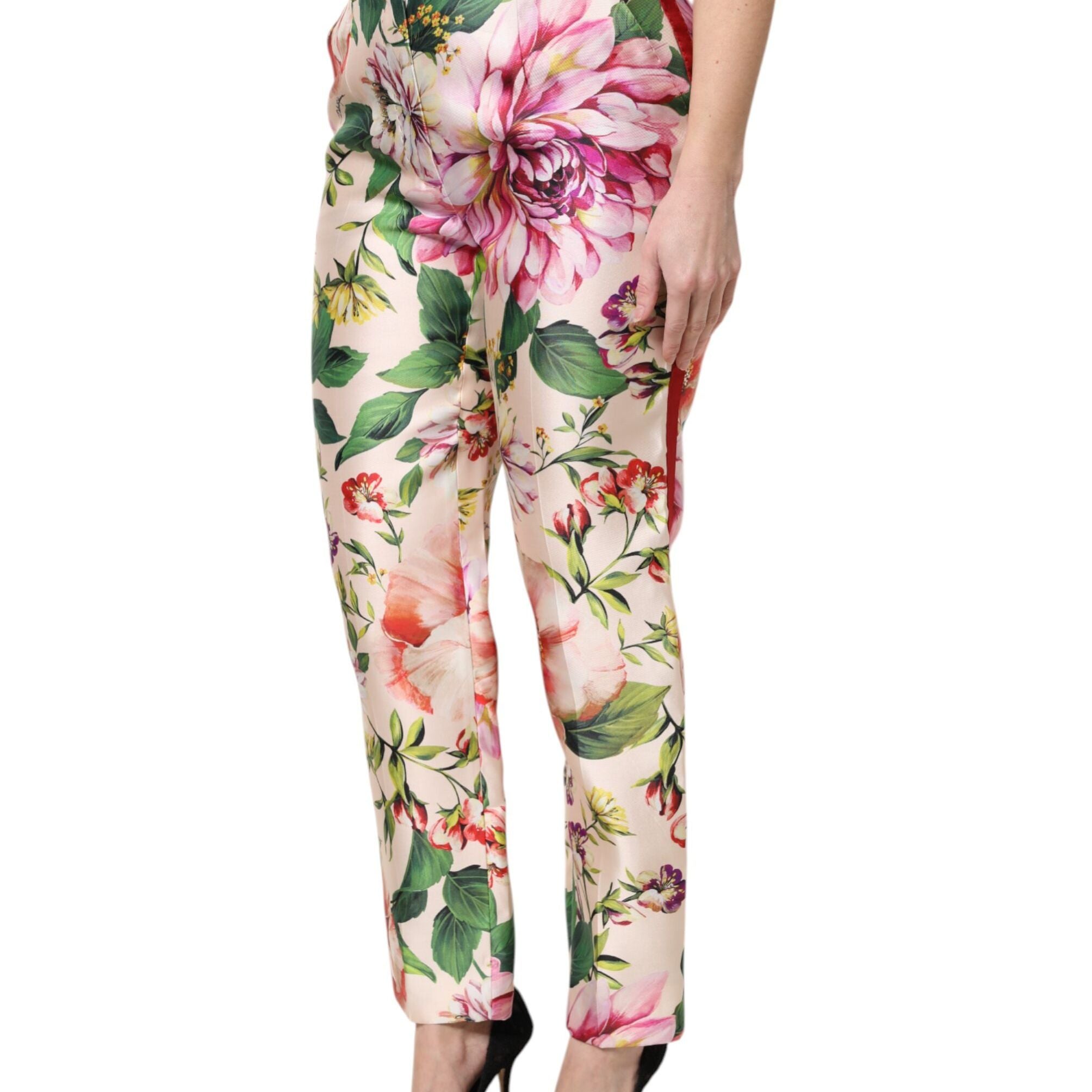 Dolce & Gabbana Multicolor Floral High Waist Straight Pants