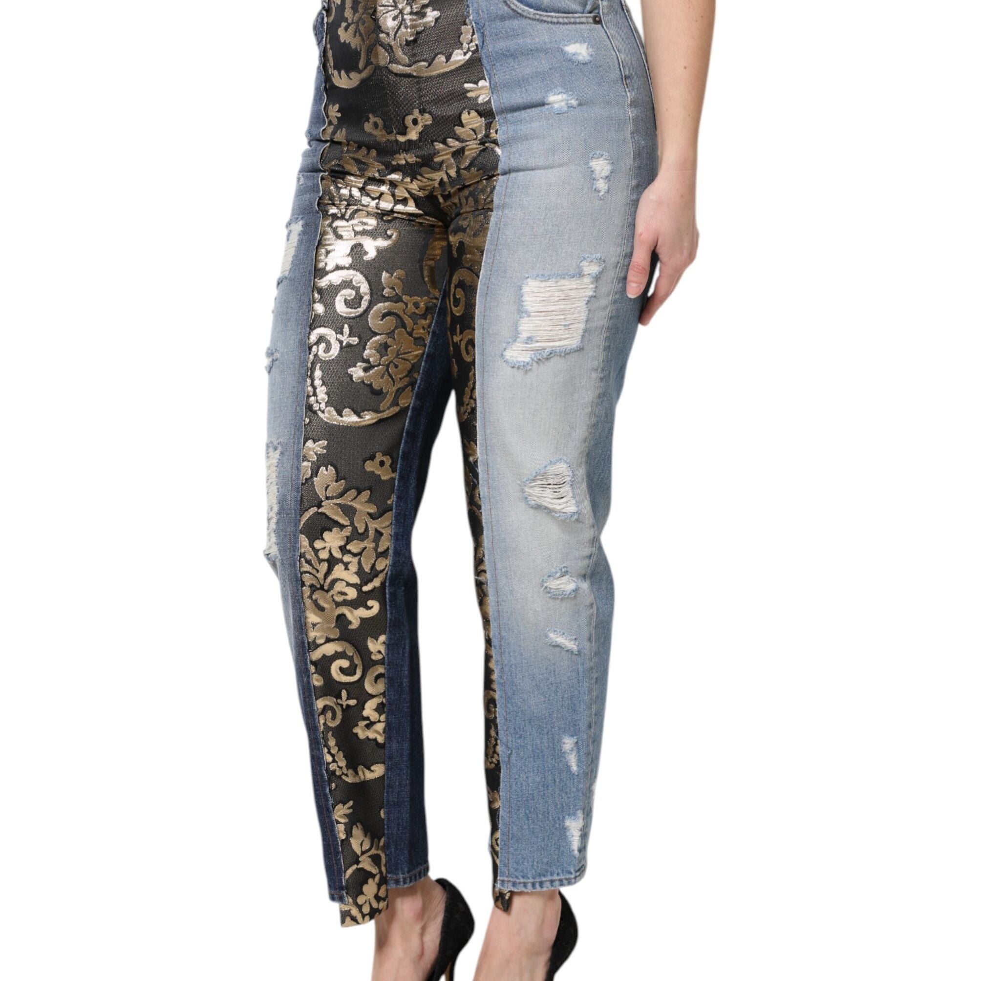 Dolce & Gabbana Multicolor Patchwork High Waist Denim Jeans