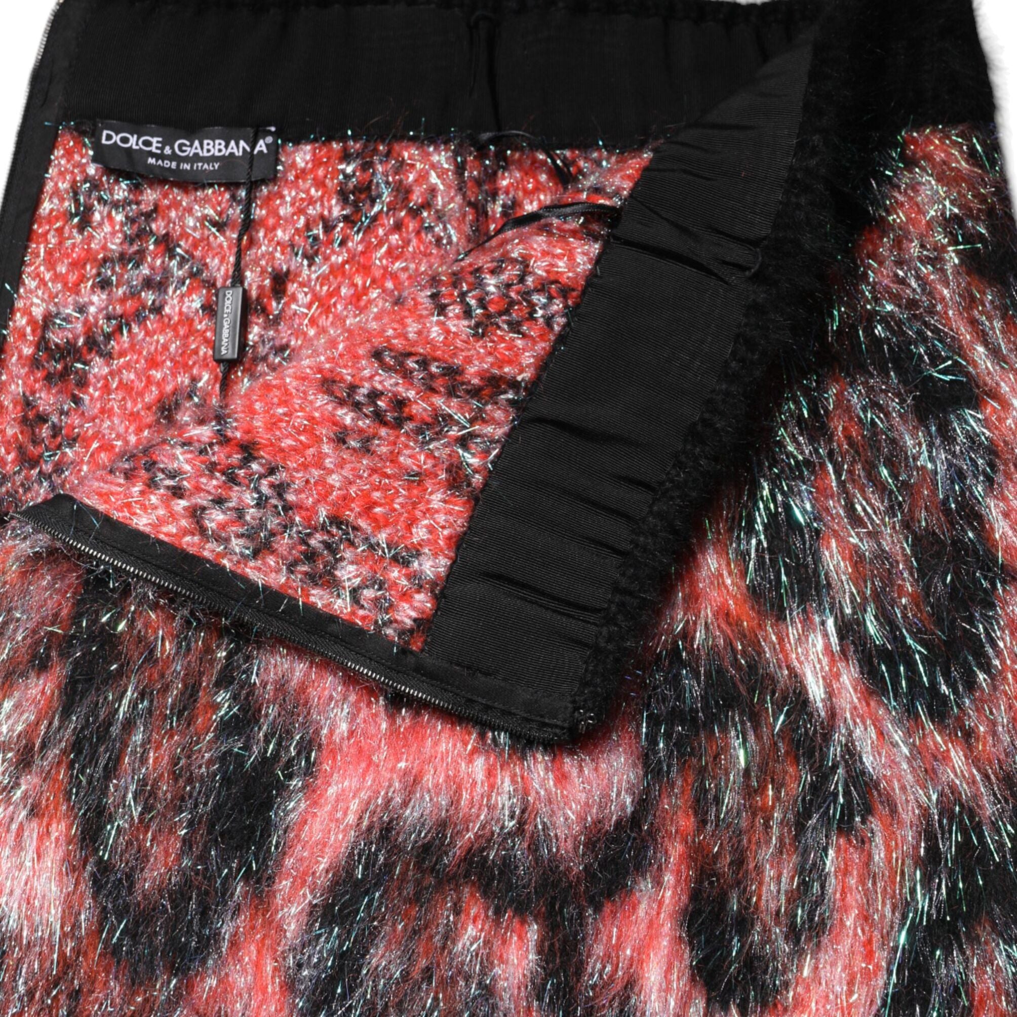 Dolce & Gabbana Multicolor Plush High Waist Mini Skirt