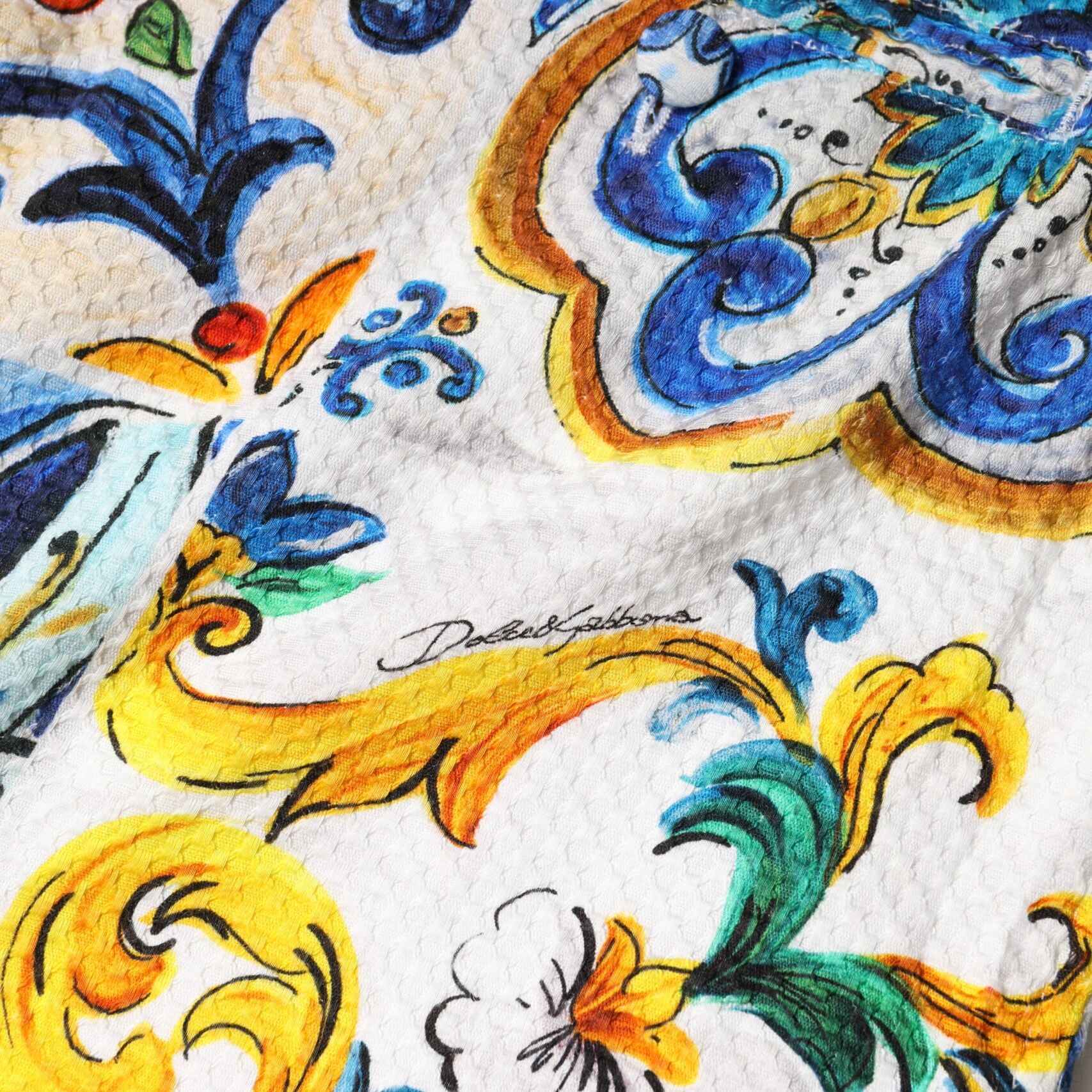 Dolce & Gabbana Multicolor Majolica Print High Waist Shorts