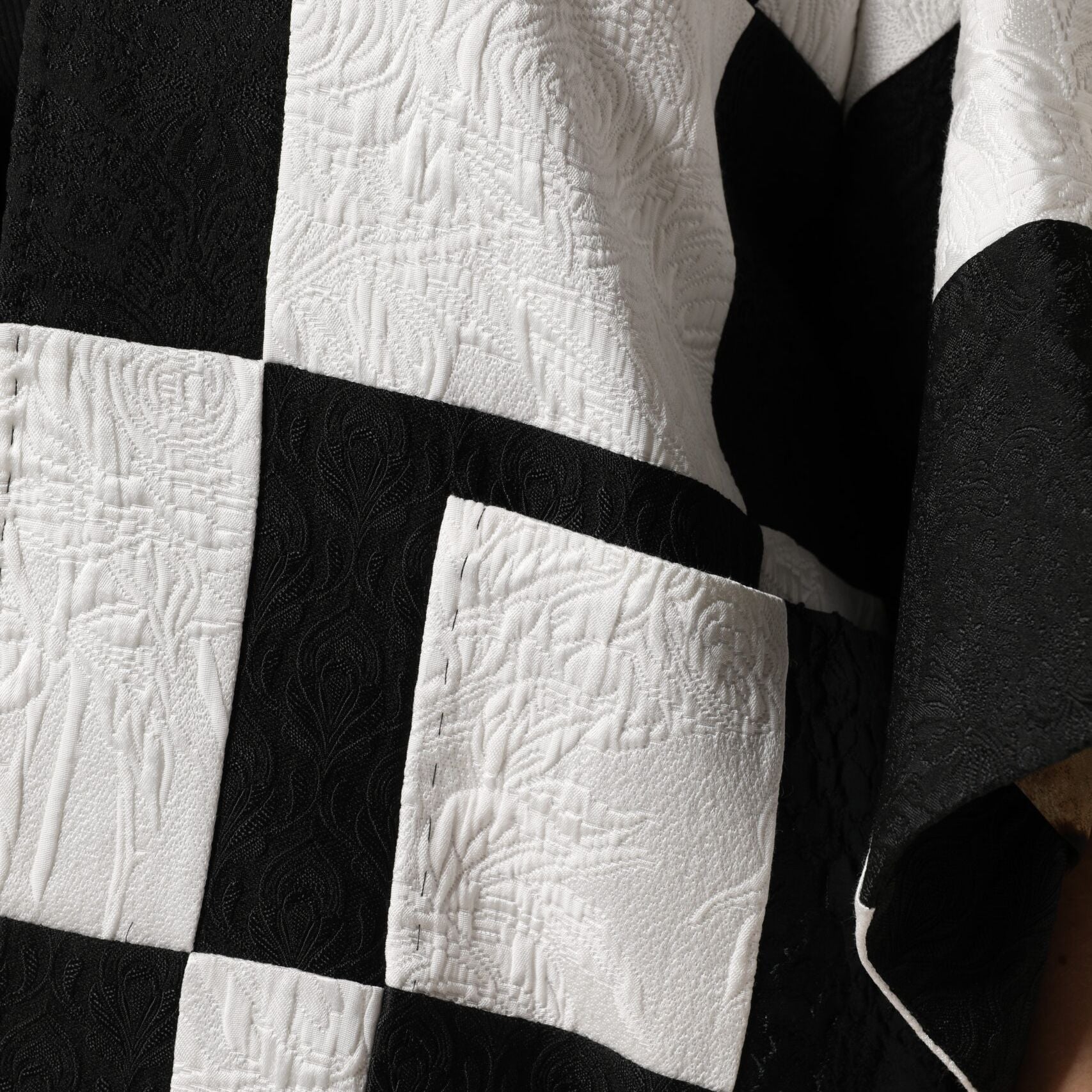 Dolce & Gabbana White Black Patchwork Jacquard Blazer Jacket