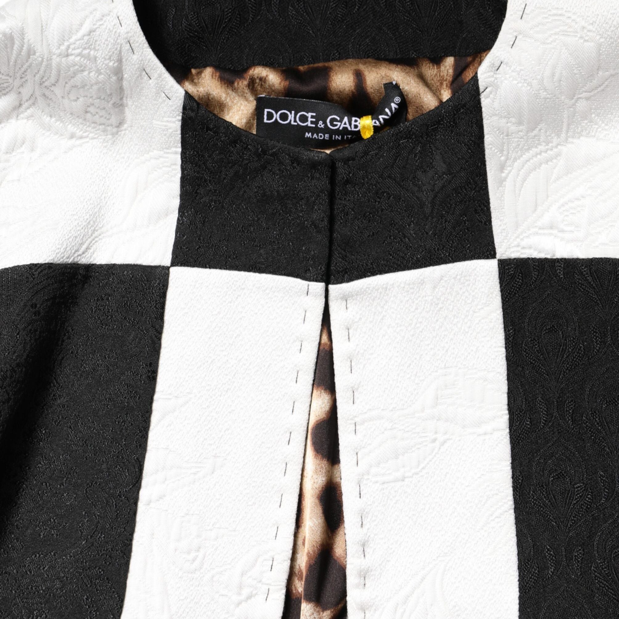 Dolce & Gabbana White Black Patchwork Jacquard Blazer Jacket