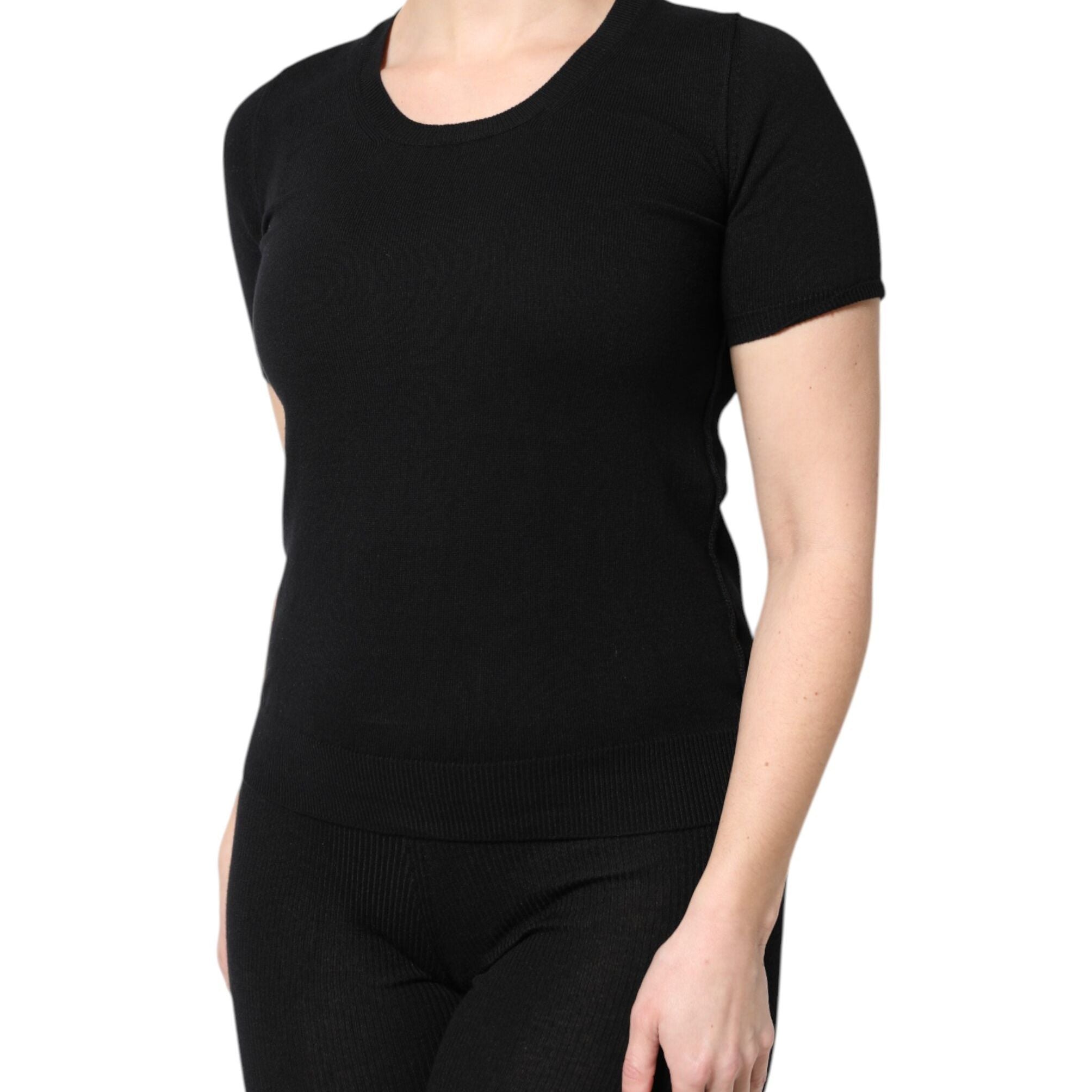 Dolce & Gabbana Black Cotton Round Neck Short Sleeve T-shirt
