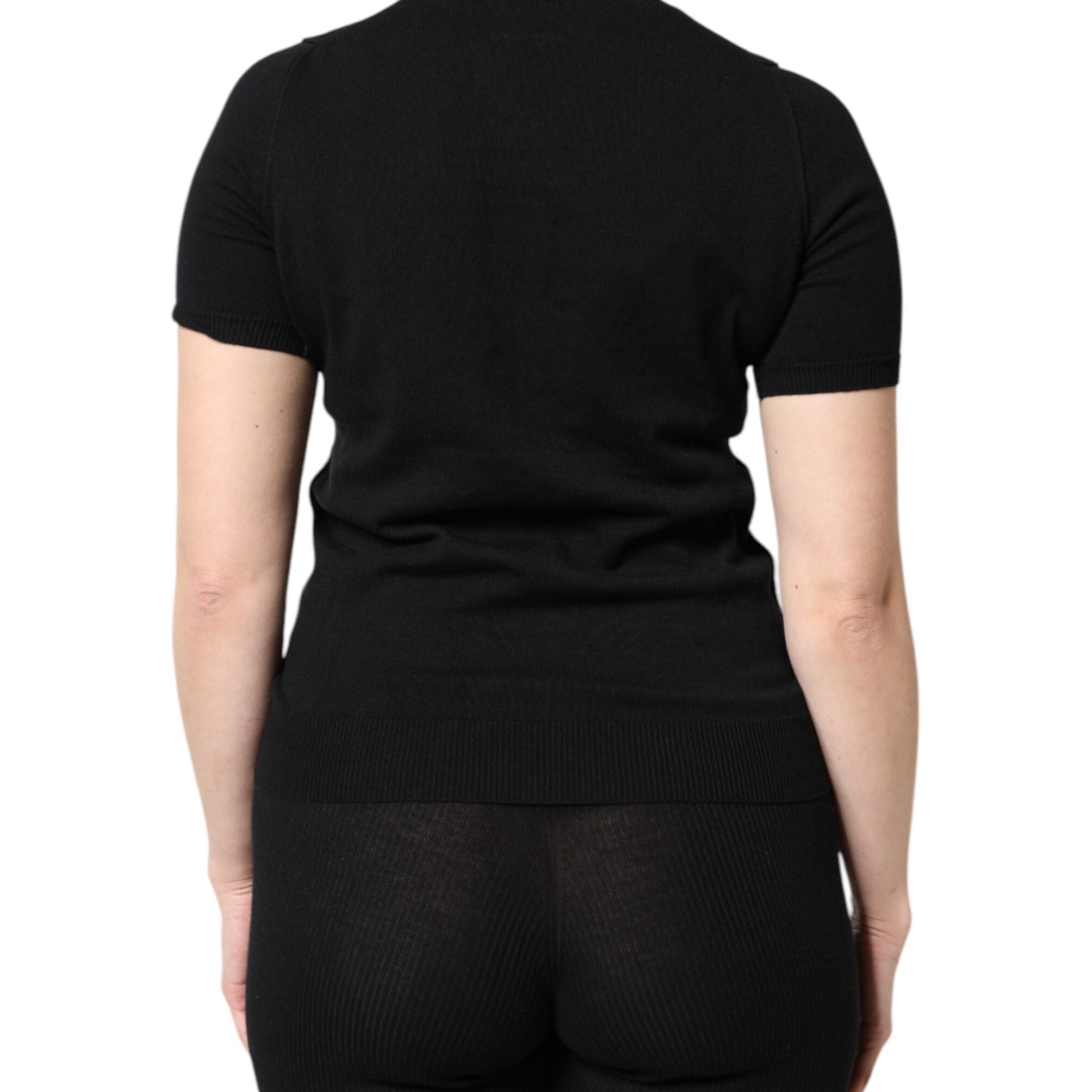 Dolce & Gabbana Black Cotton Round Neck Short Sleeve T-shirt