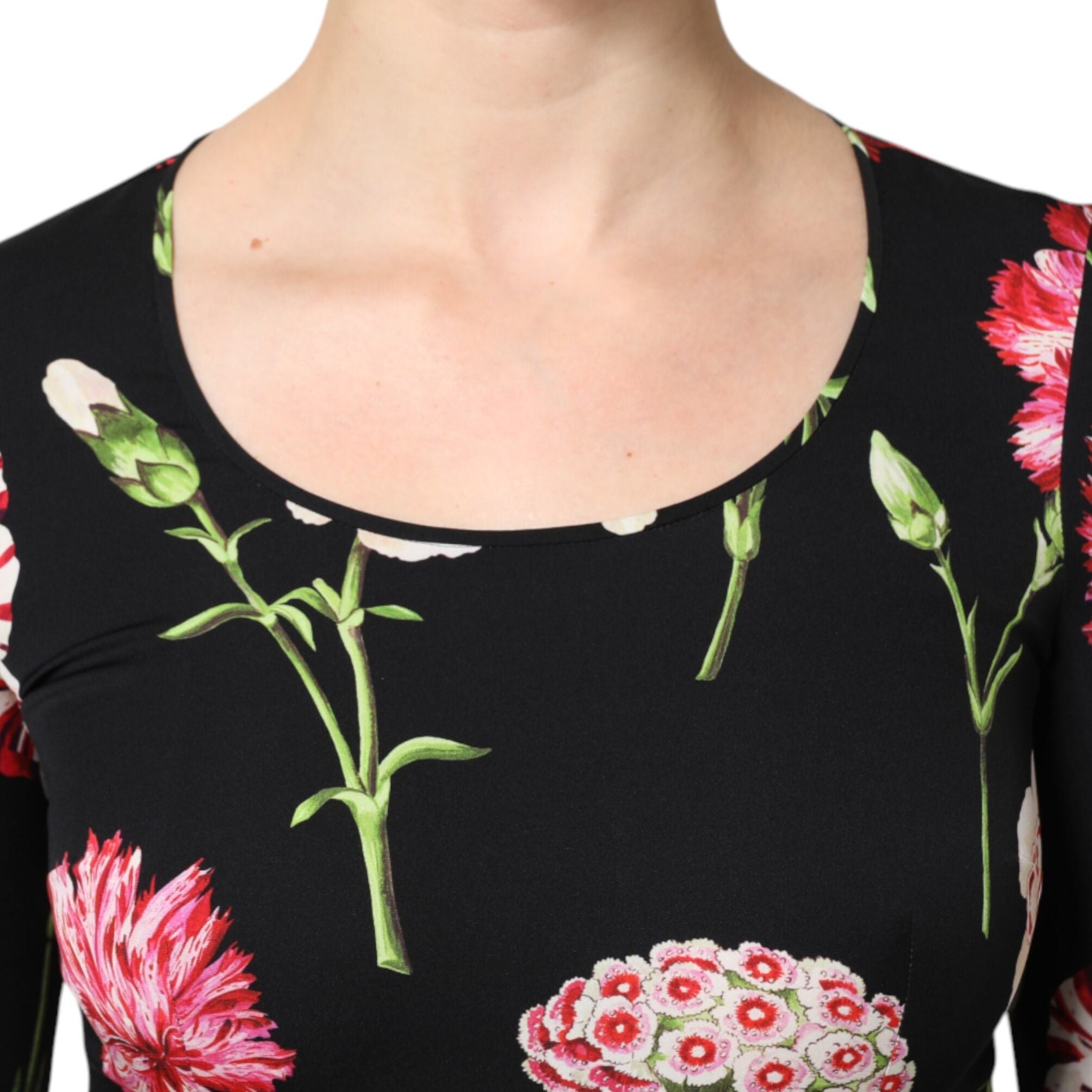 Dolce & Gabbana Black Floral Long Sleeve Women Blouse Top