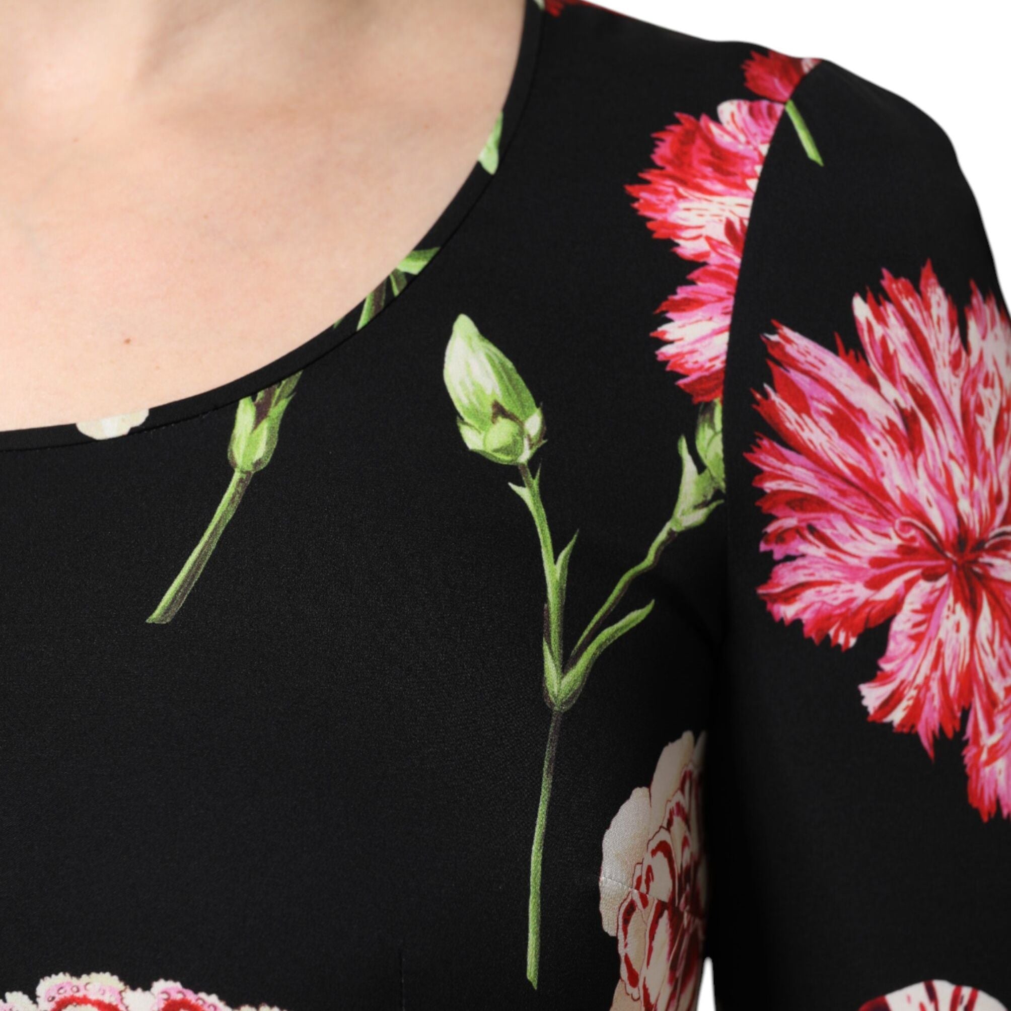 Dolce & Gabbana Black Floral Long Sleeve Women Blouse Top