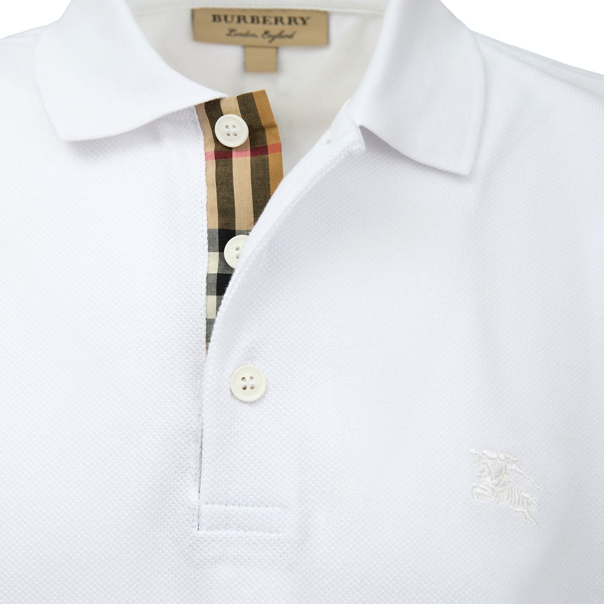Burberry White Cotton Collared Polo Shirt