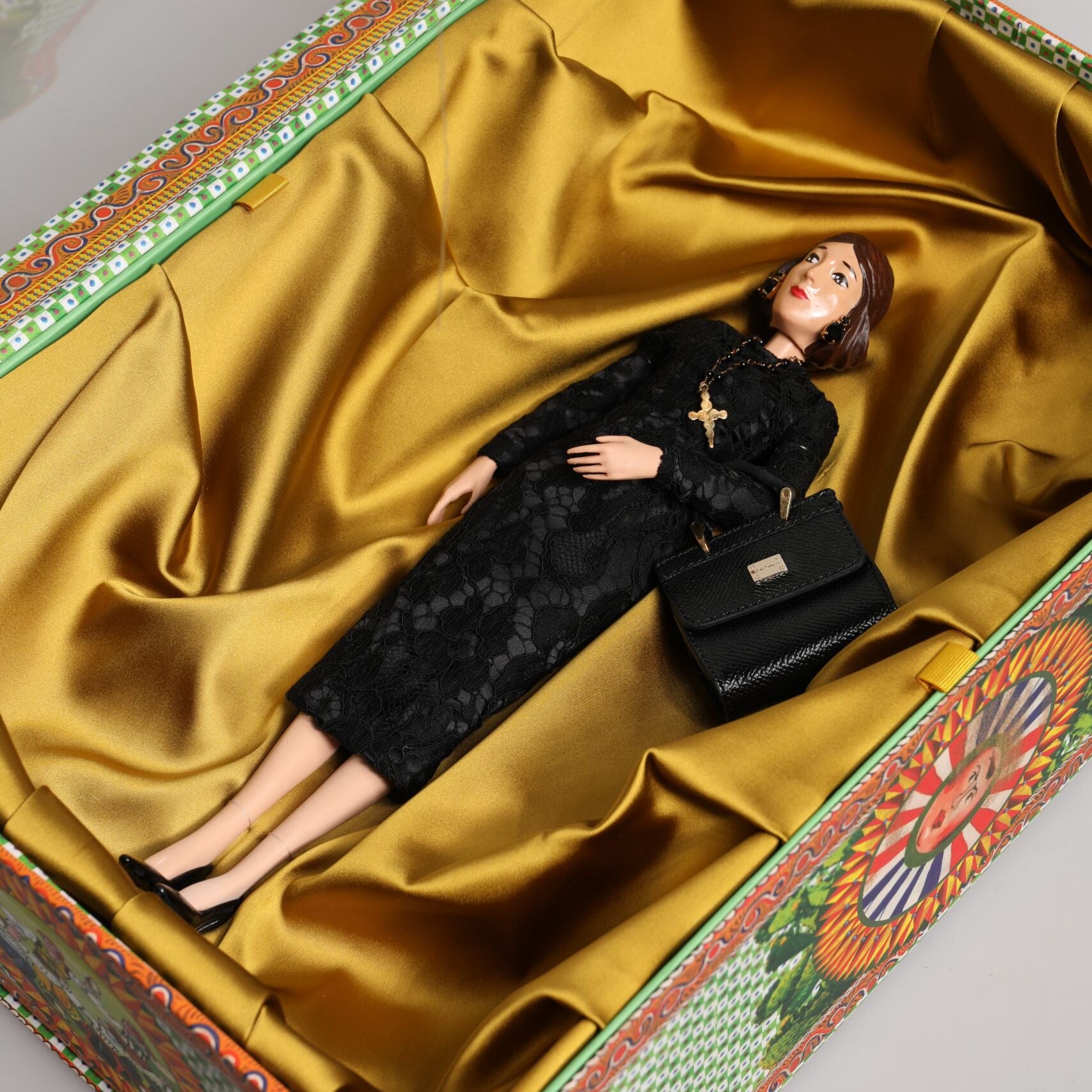Dolce & Gabbana Black Dress Ceramic Porcelain Fashion Leather Sicily Dolls
