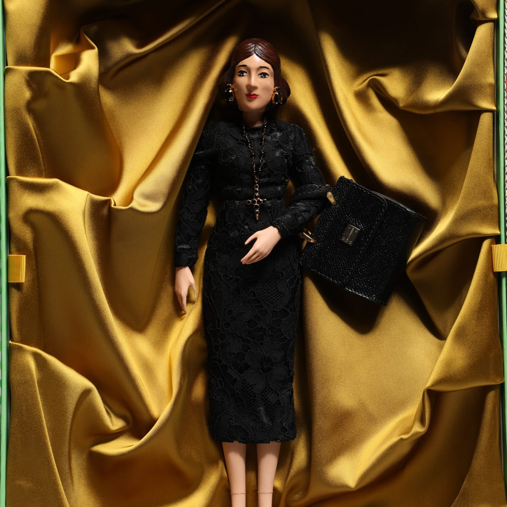 Dolce & Gabbana Black Dress Ceramic Porcelain Fashion Leather Sicily Dolls