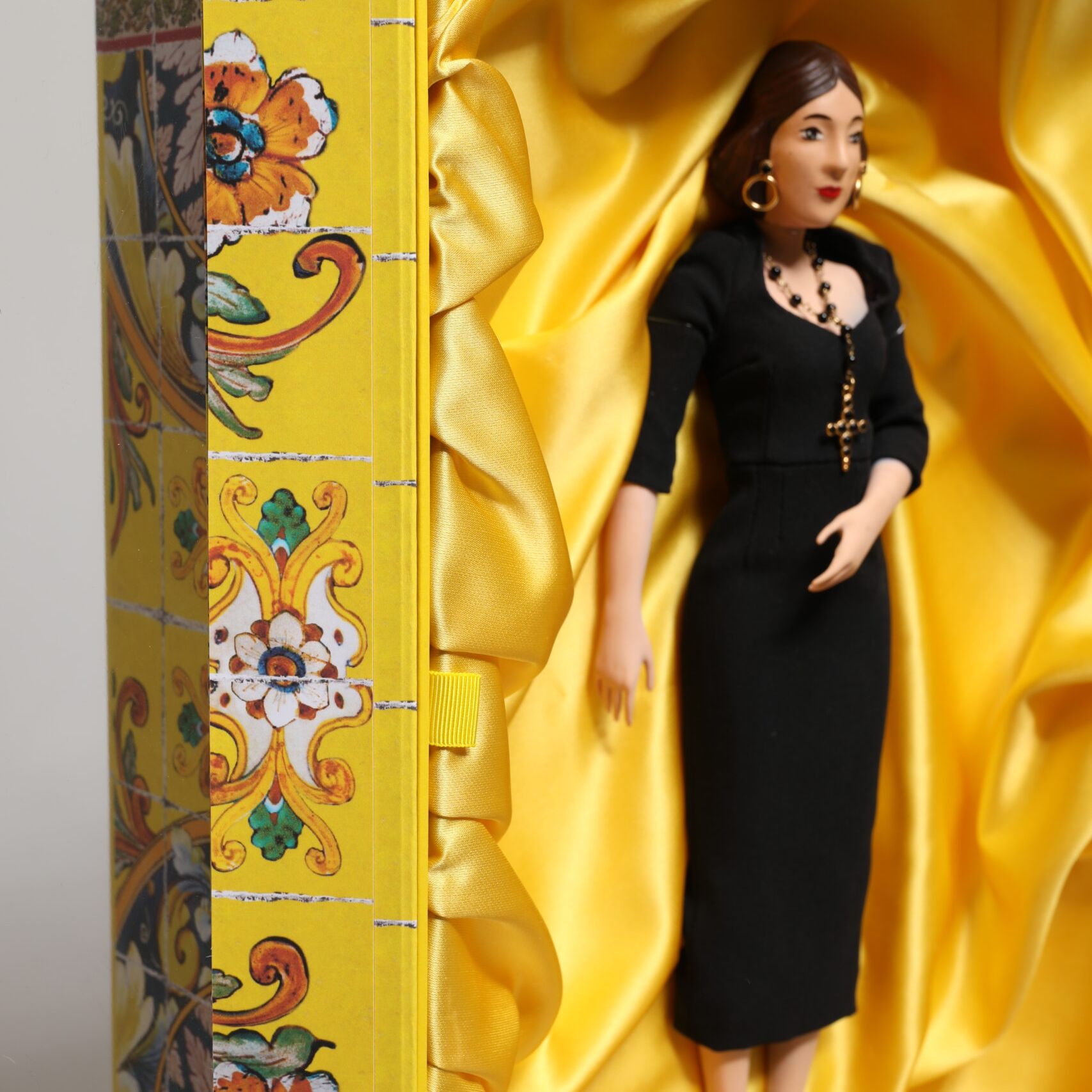 Dolce & Gabbana Black Dress Ceramic Porcelain Fashion Leather Sicily Dolls