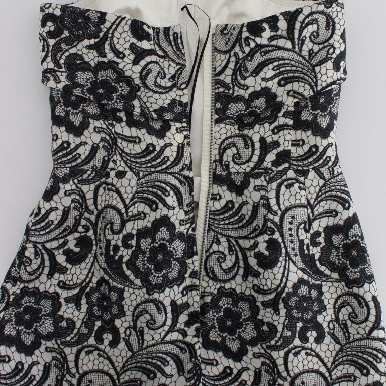 Dolce & Gabbana White Floral Lace Silk Corset Maxi Dress