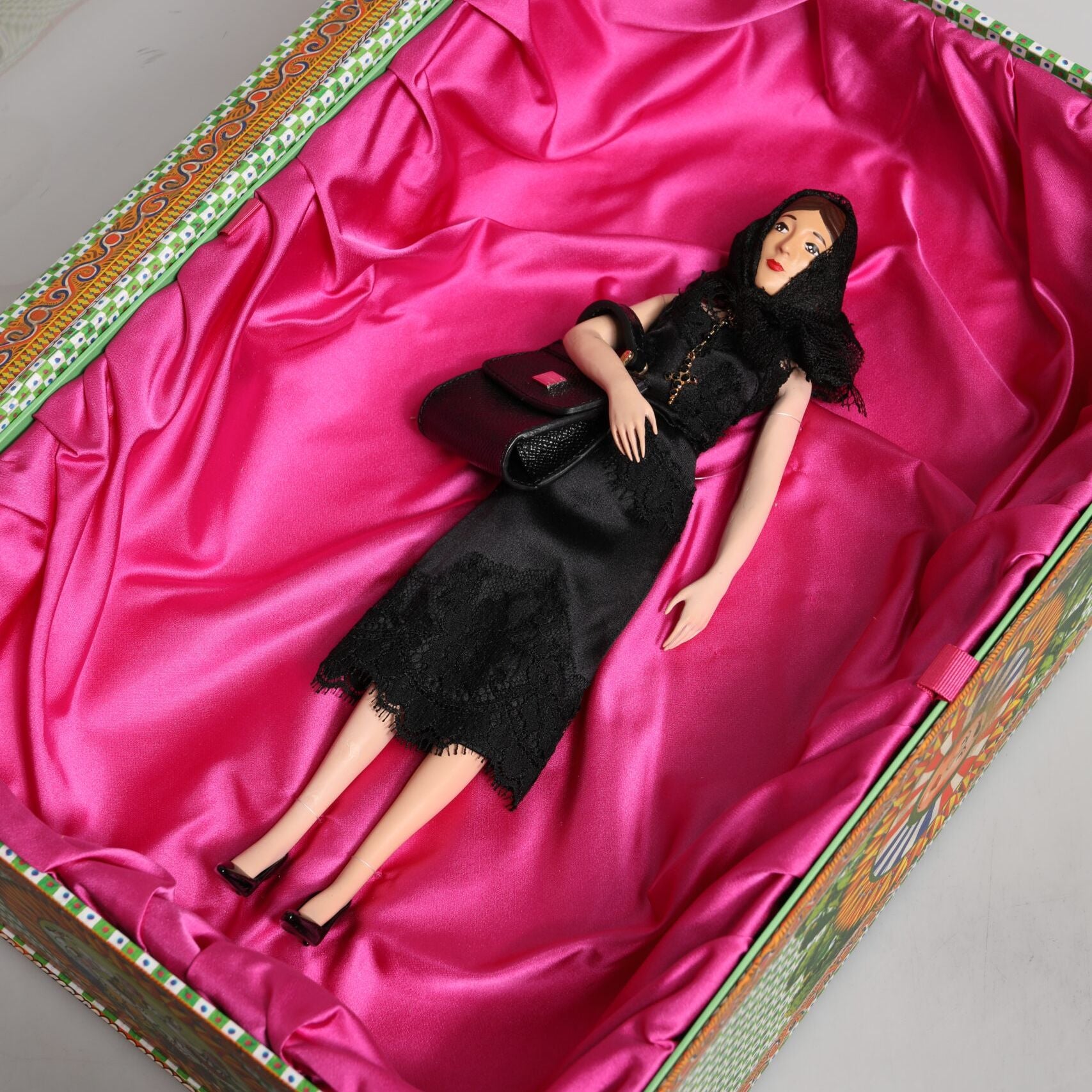 Dolce & Gabbana Black Dress Ceramic Porcelain Fashion Leather Sicily Dolls