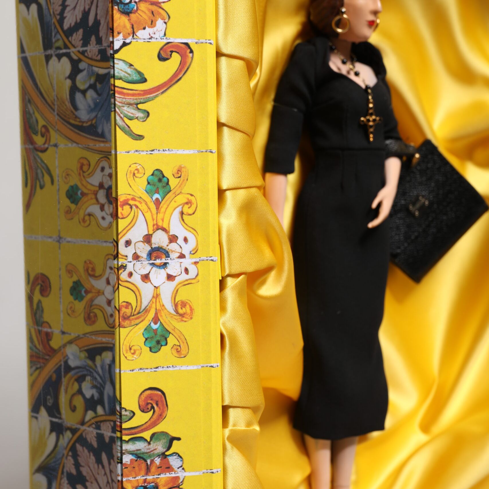 Dolce & Gabbana Black Dress Ceramic Porcelain Fashion Leather Sicily Dolls