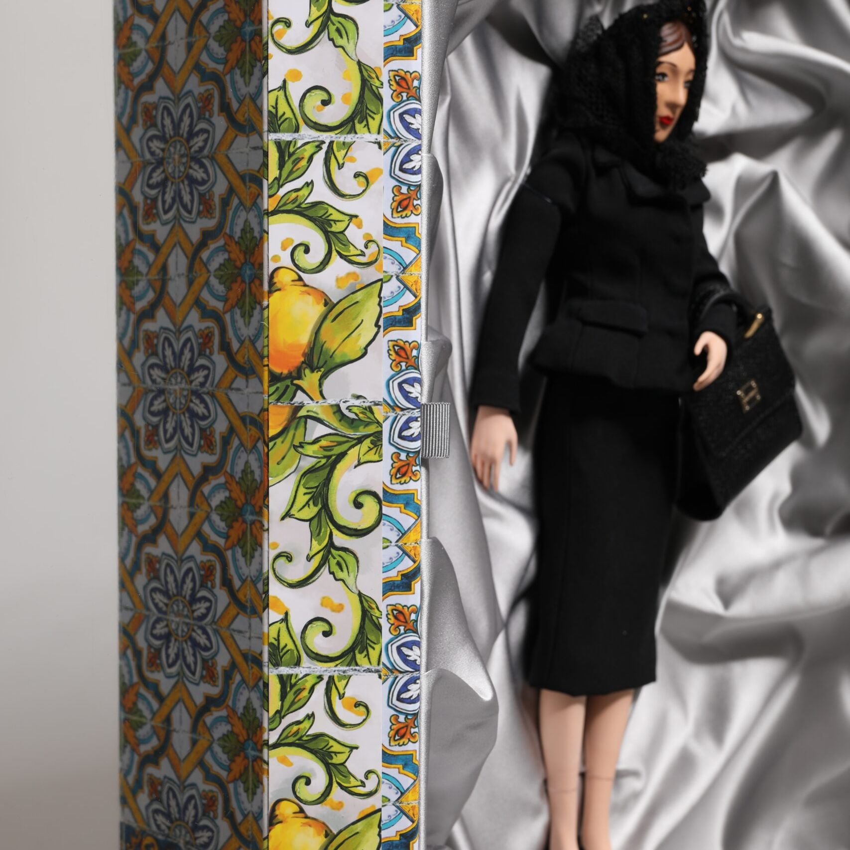 Dolce & Gabbana Black Dress Ceramic Porcelain Fashion Leather Sicily Dolls