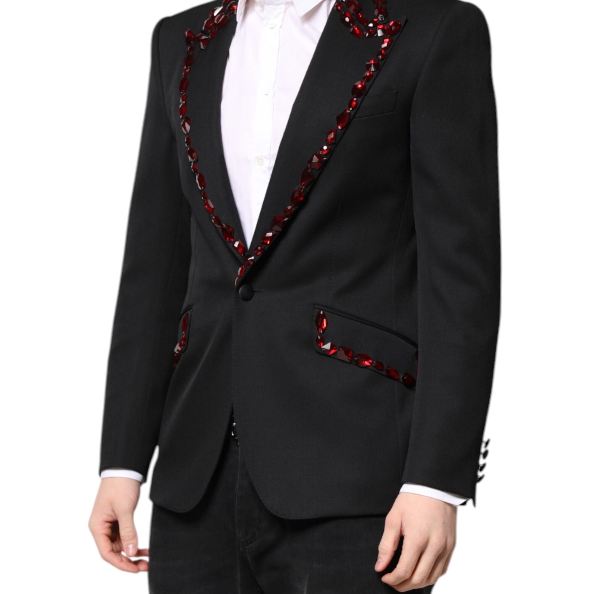 Dolce & Gabbana Black SICILIA CrystalEmbellished Coat Blazer