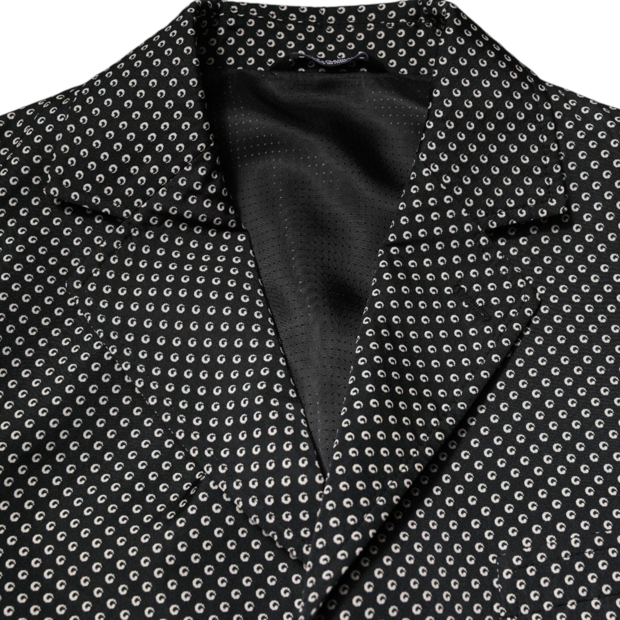 Dolce & Gabbana Black White Patterned Men Suit Coat Blazer