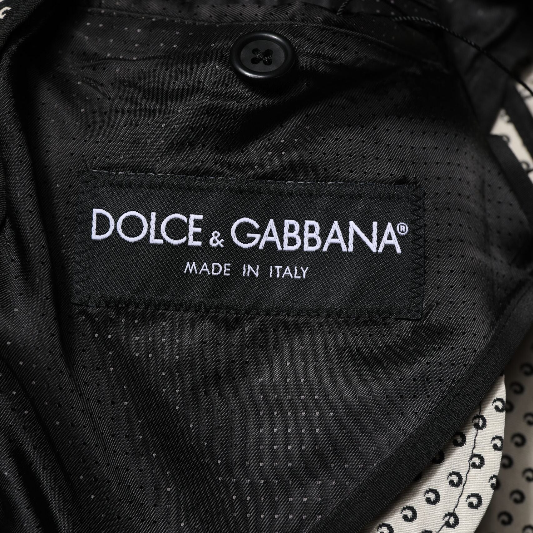 Dolce & Gabbana Dark Gray White Patterned Men Suit Coat Blazer