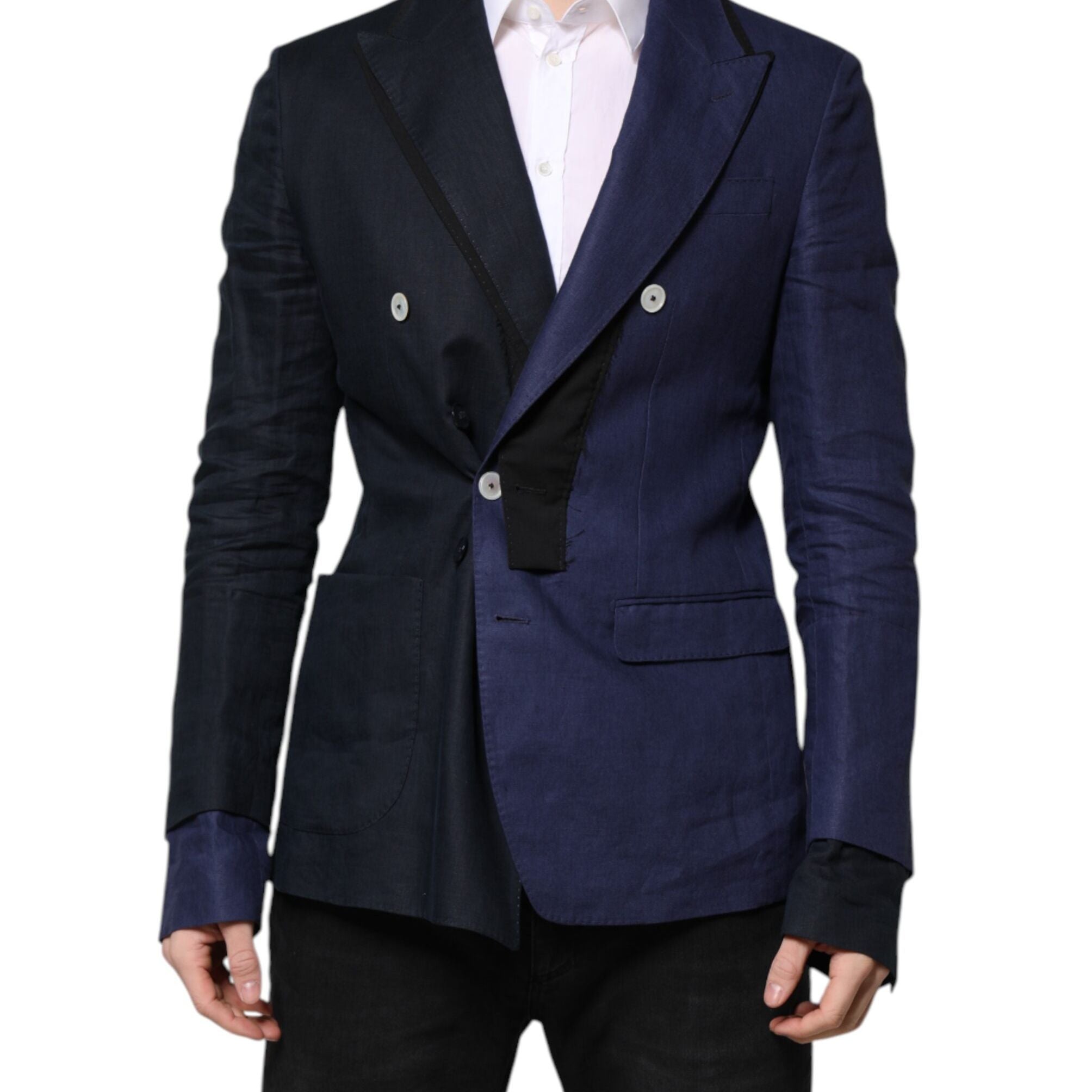 Dolce & Gabbana Navy Blue Double Breasted Suit Coat Blazer