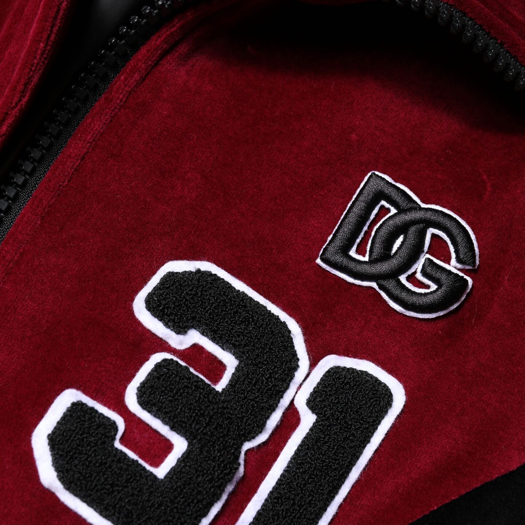 Dolce & Gabbana Red Black Cotton Logo FullZip Bomber Jacket