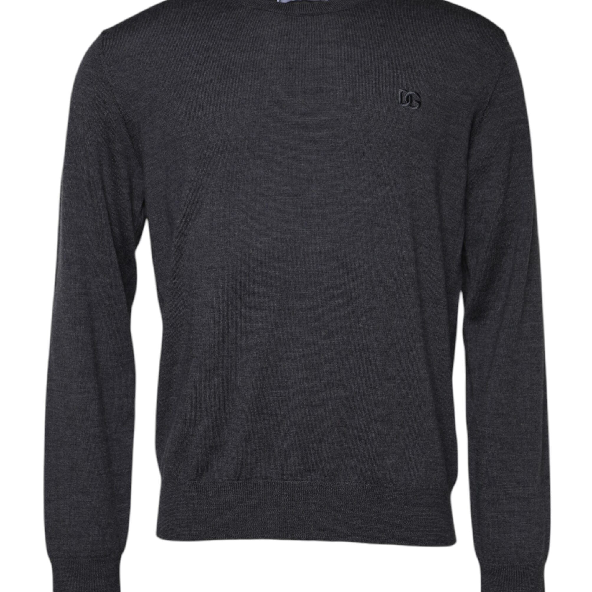 Dolce & Gabbana Gray Wool Logo Knitted Men Pullover Sweater