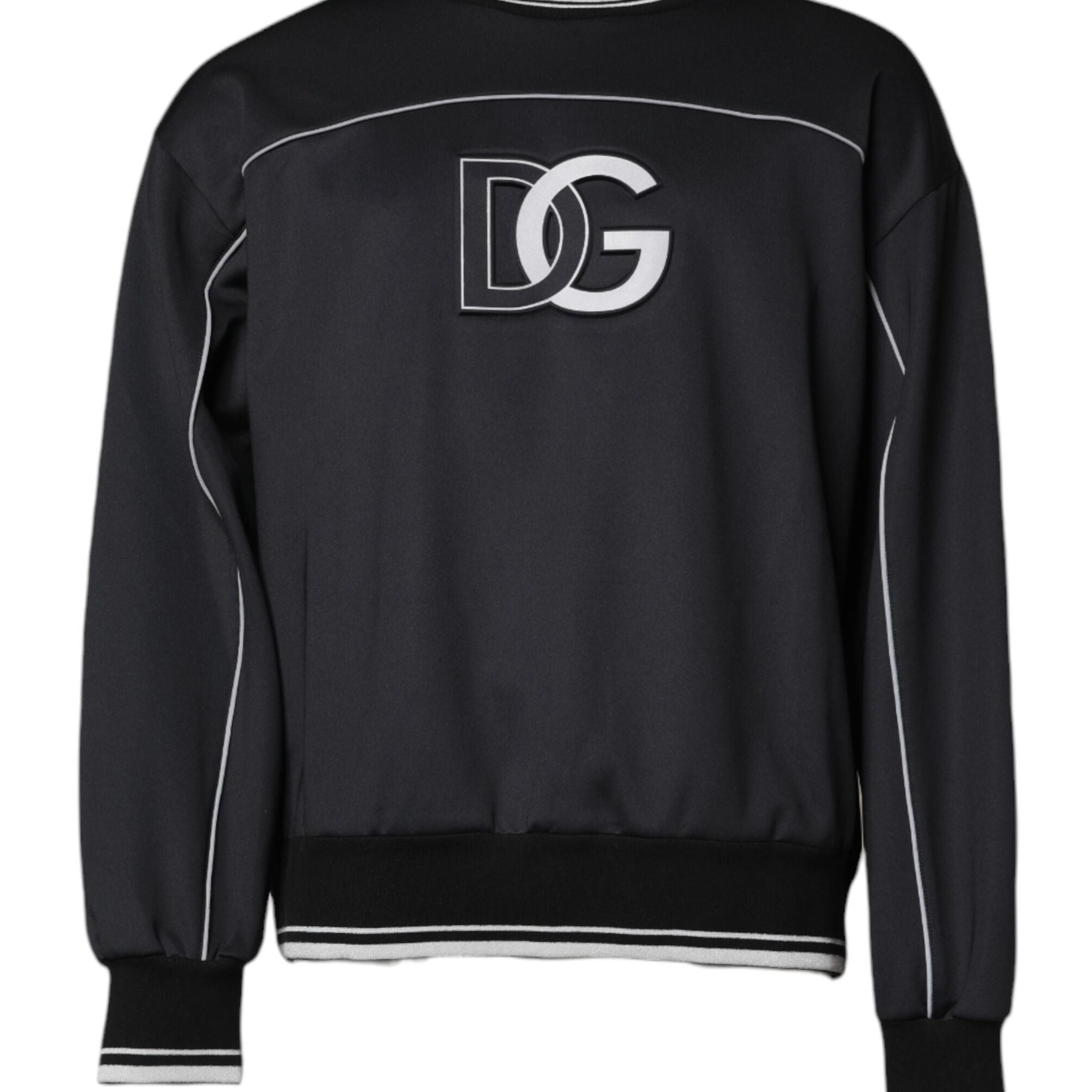 Dolce & Gabbana Black Logo Polyester Crew Neck Men Pullover Sweater