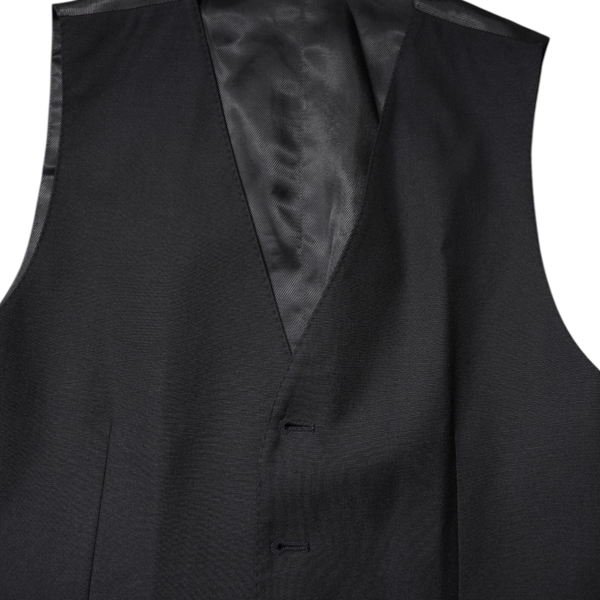 Dolce & Gabbana Black Wool Waistcoat Dress Formal Vest