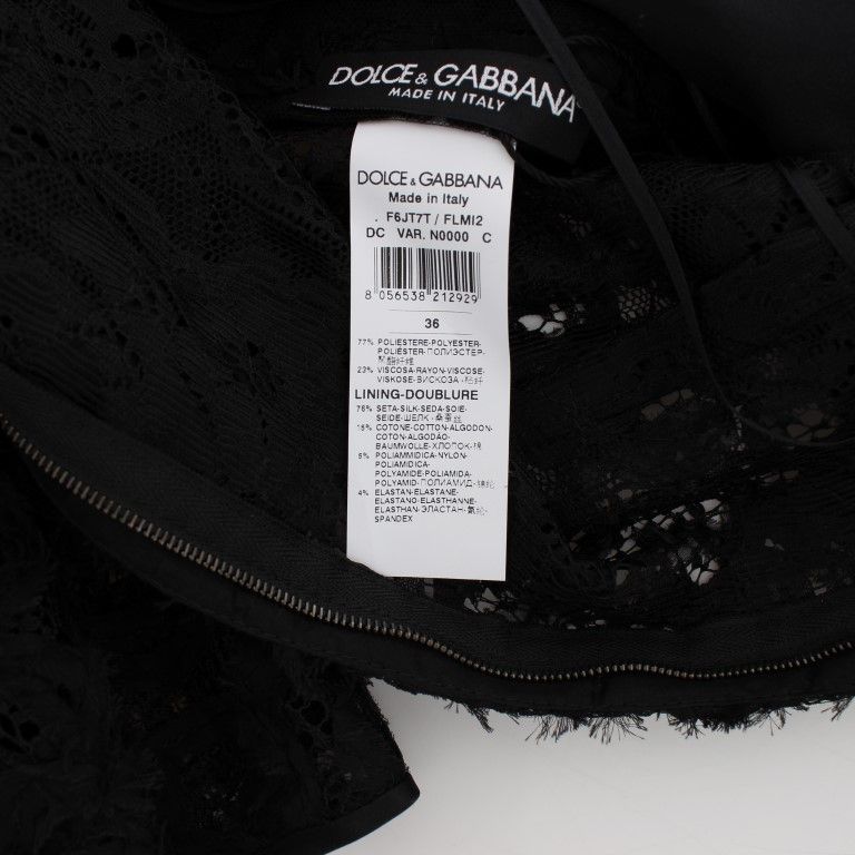 Dolce & Gabbana Black Floral Lace Long Bodycon Maxi Dress