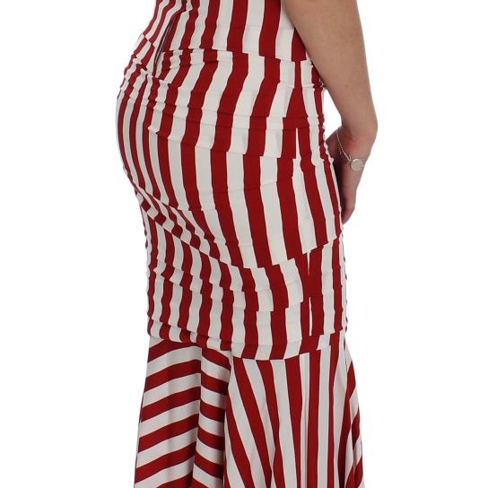 Dolce & Gabbana Red White Silk Stretch Dress