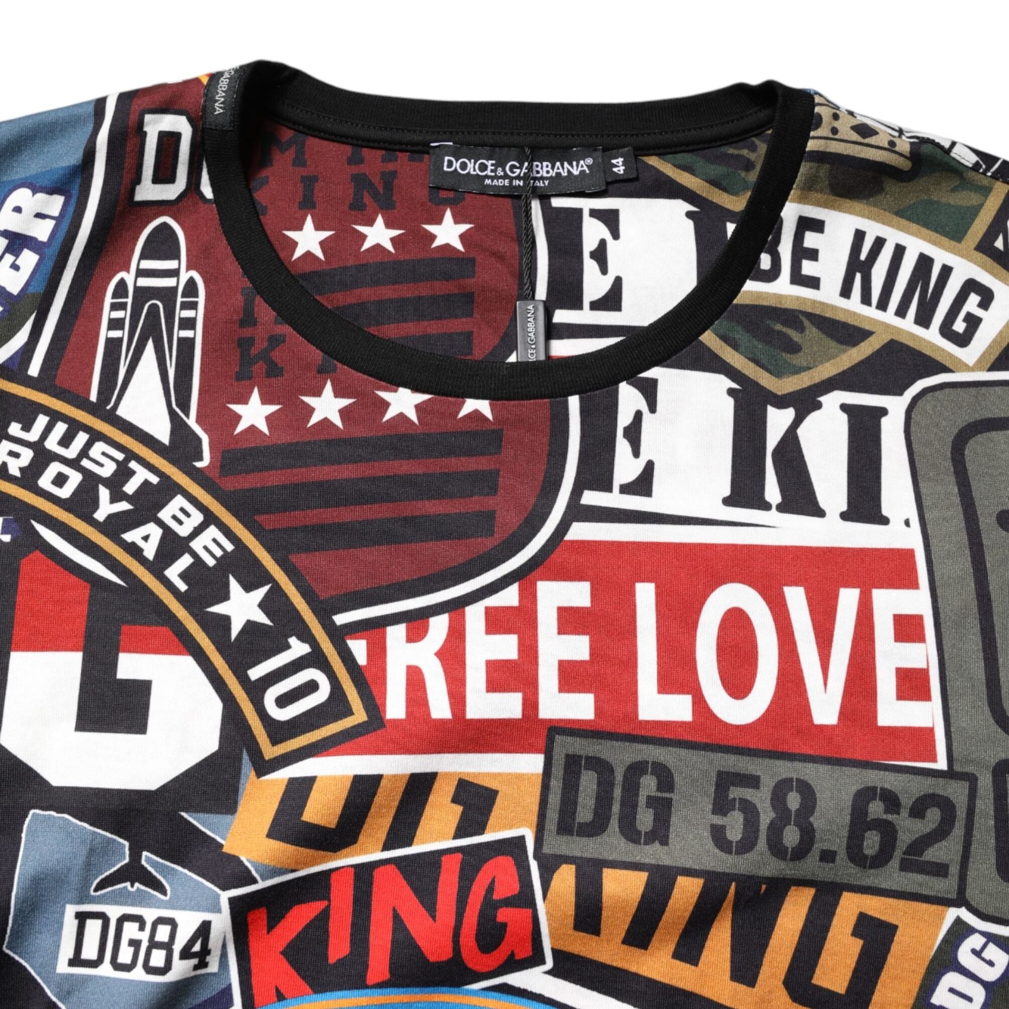 Dolce & Gabbana Multicolor Patchwork Cotton Crew Neck T-shirt
