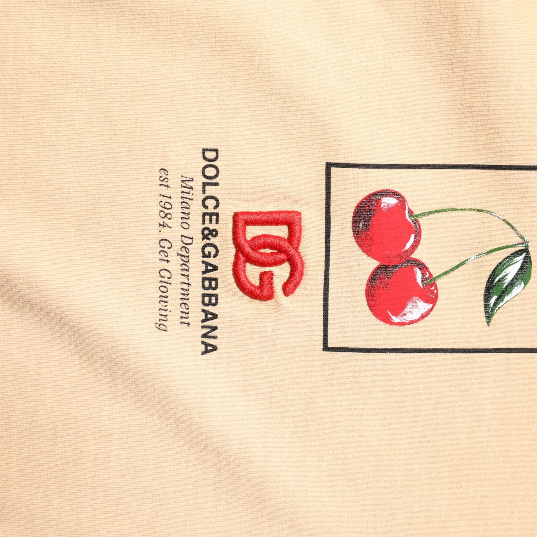 Dolce & Gabbana Beige Cotton Logo Print Crew Neck T-shirt