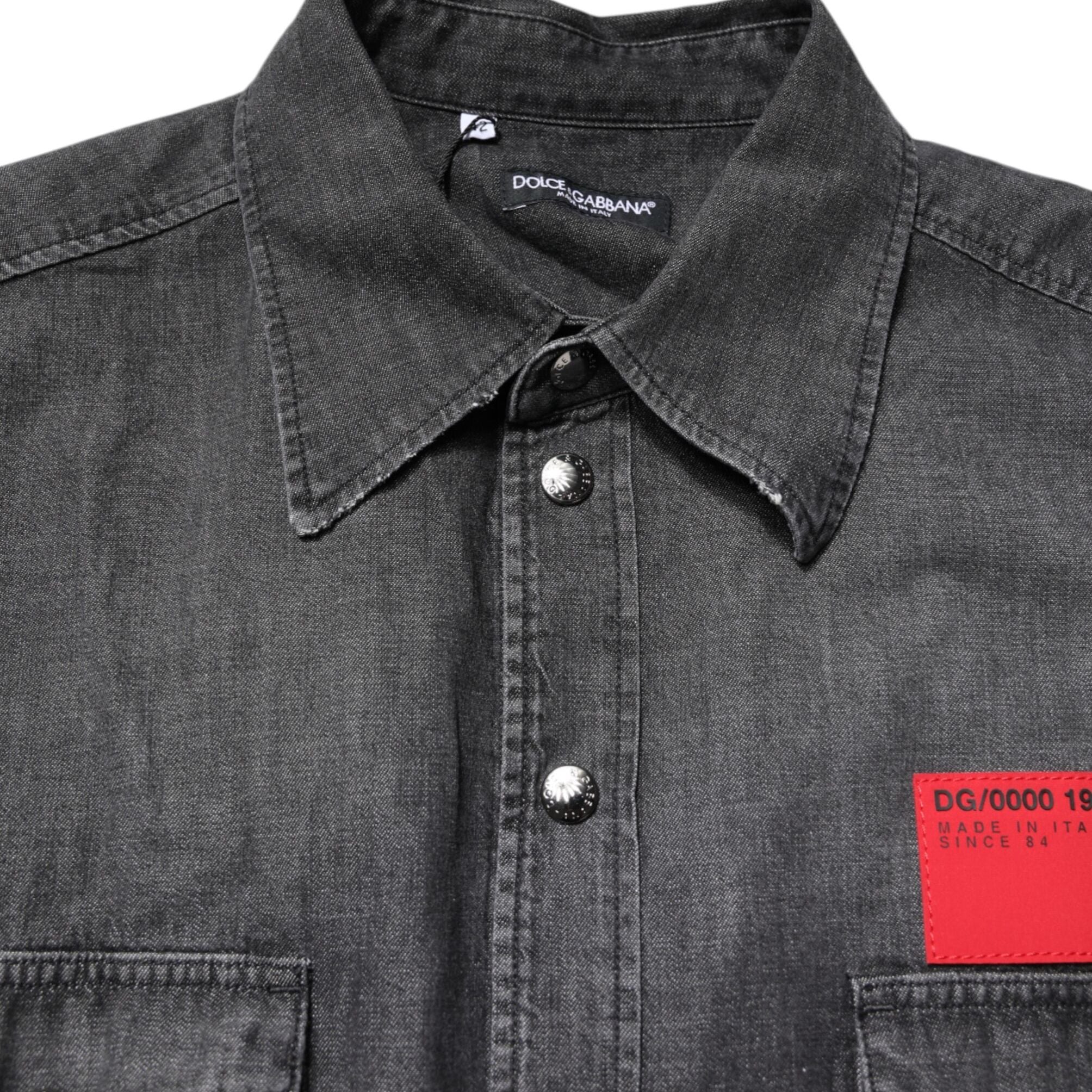Dolce & Gabbana Gray Long Sleeves Button Down Denim Shirt