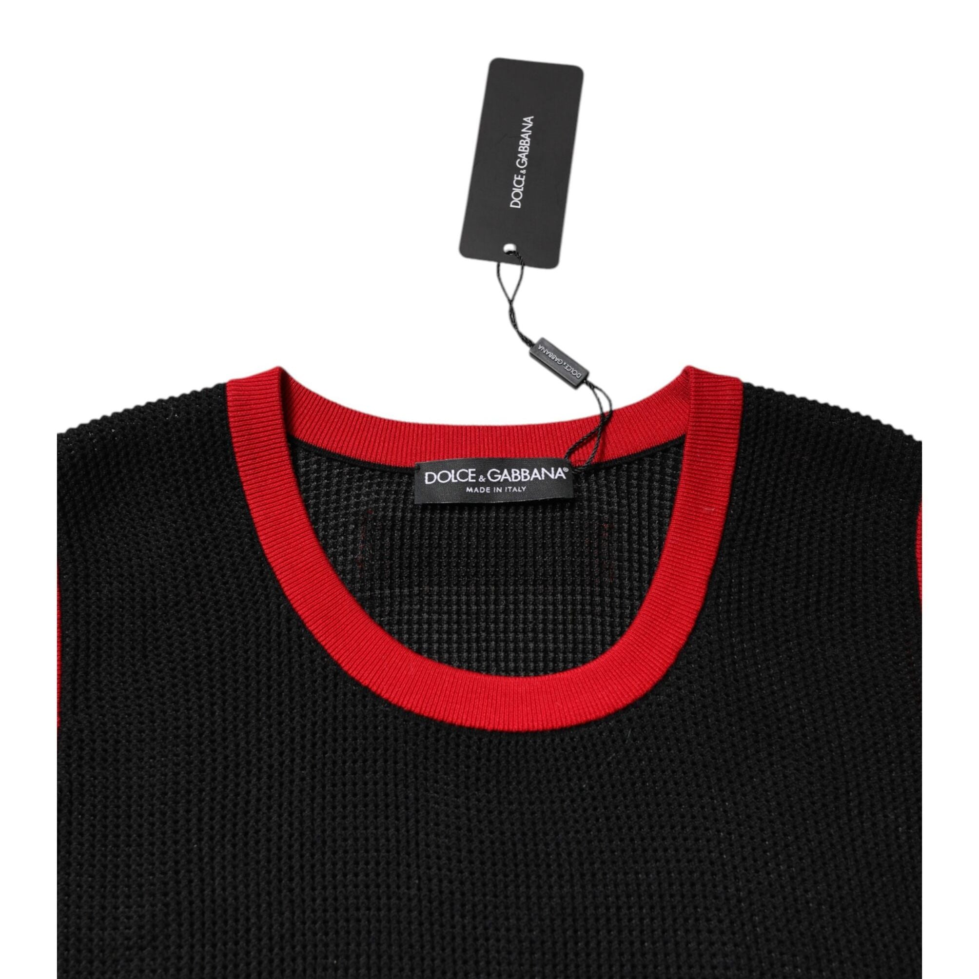 Dolce & Gabbana Black Cotton Slim Fit Round Neck T-shirt