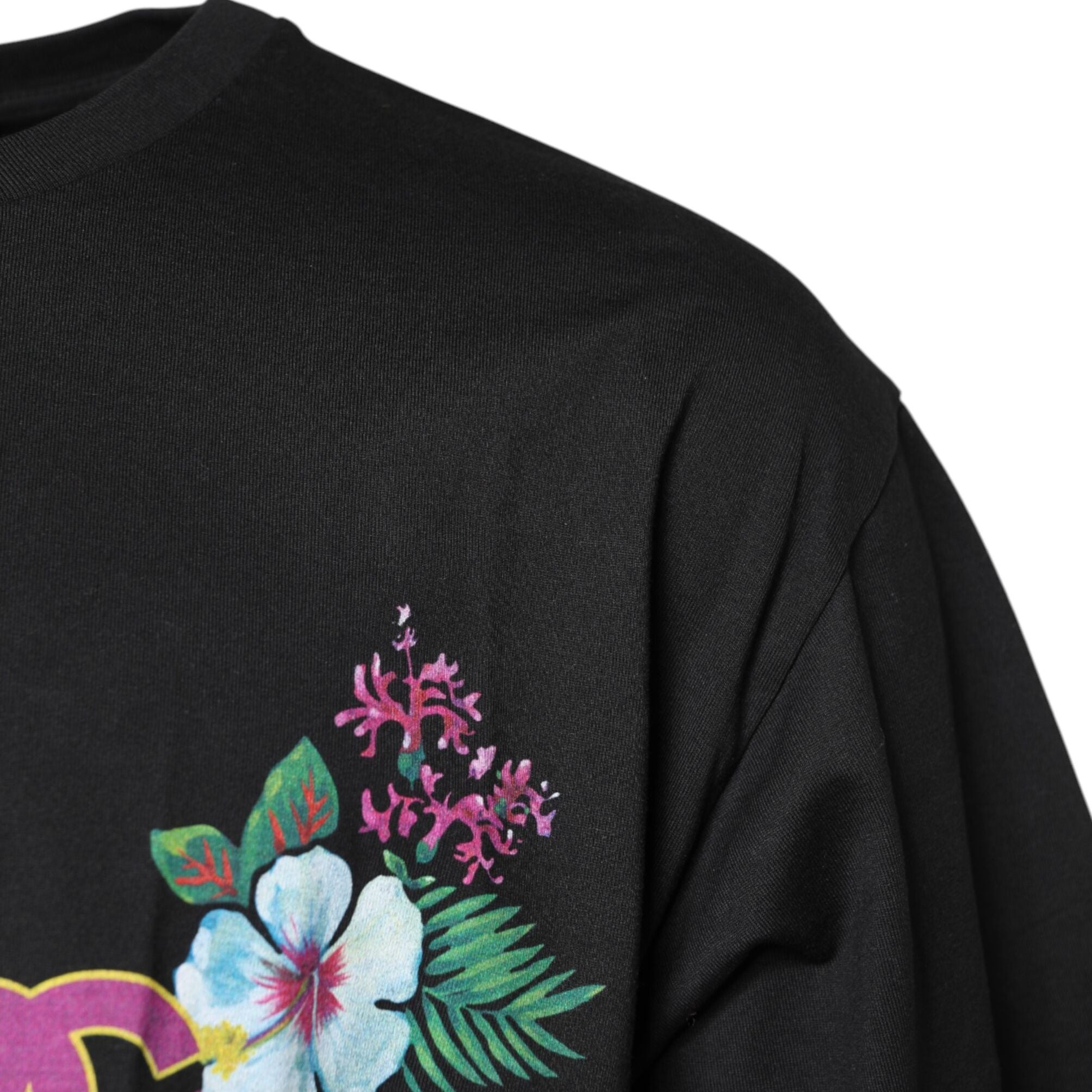 Dolce & Gabbana Black DG Floral Print Crew Neck T-shirt