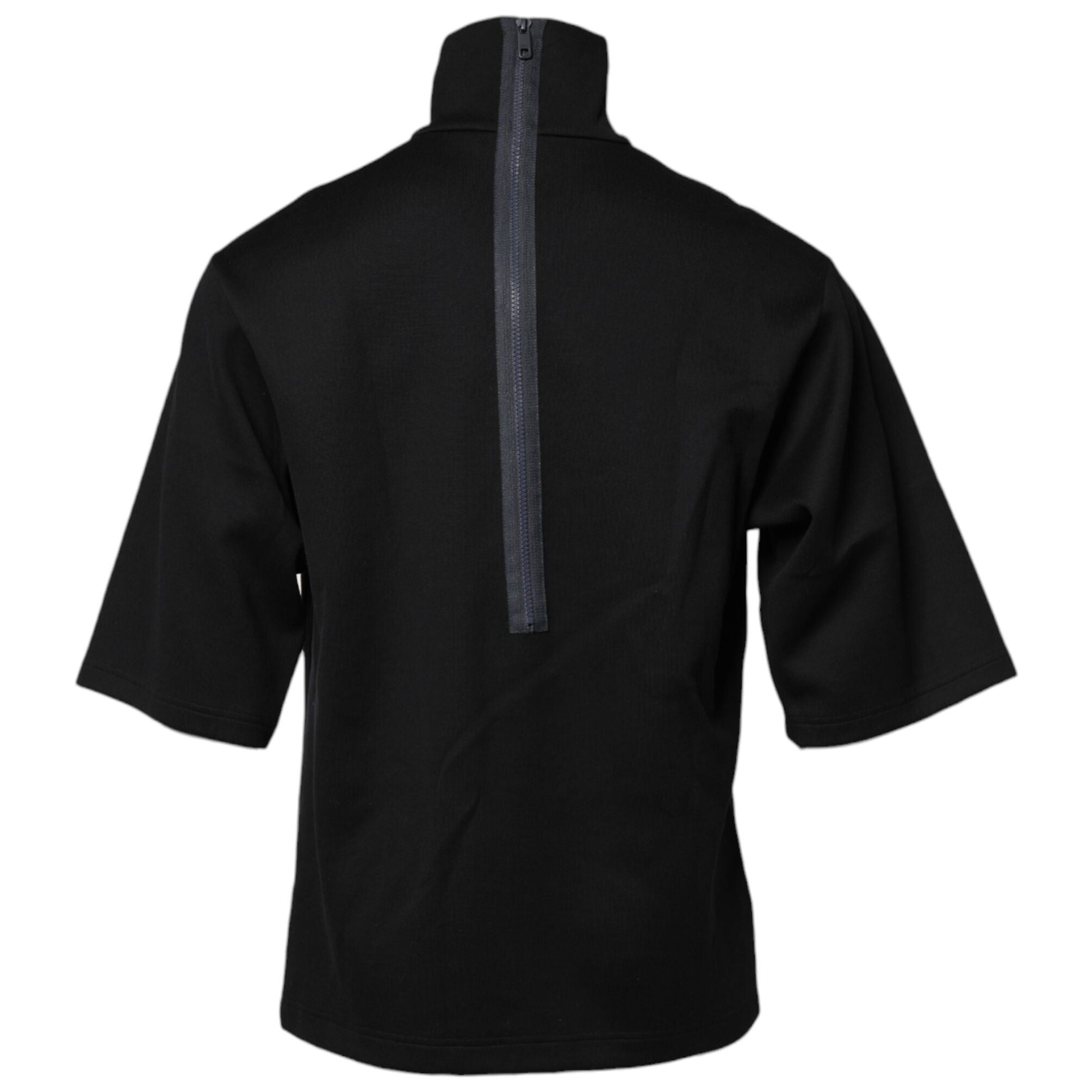 Dolce & Gabbana Black Cotton DG Print Turtleneck T-shirt