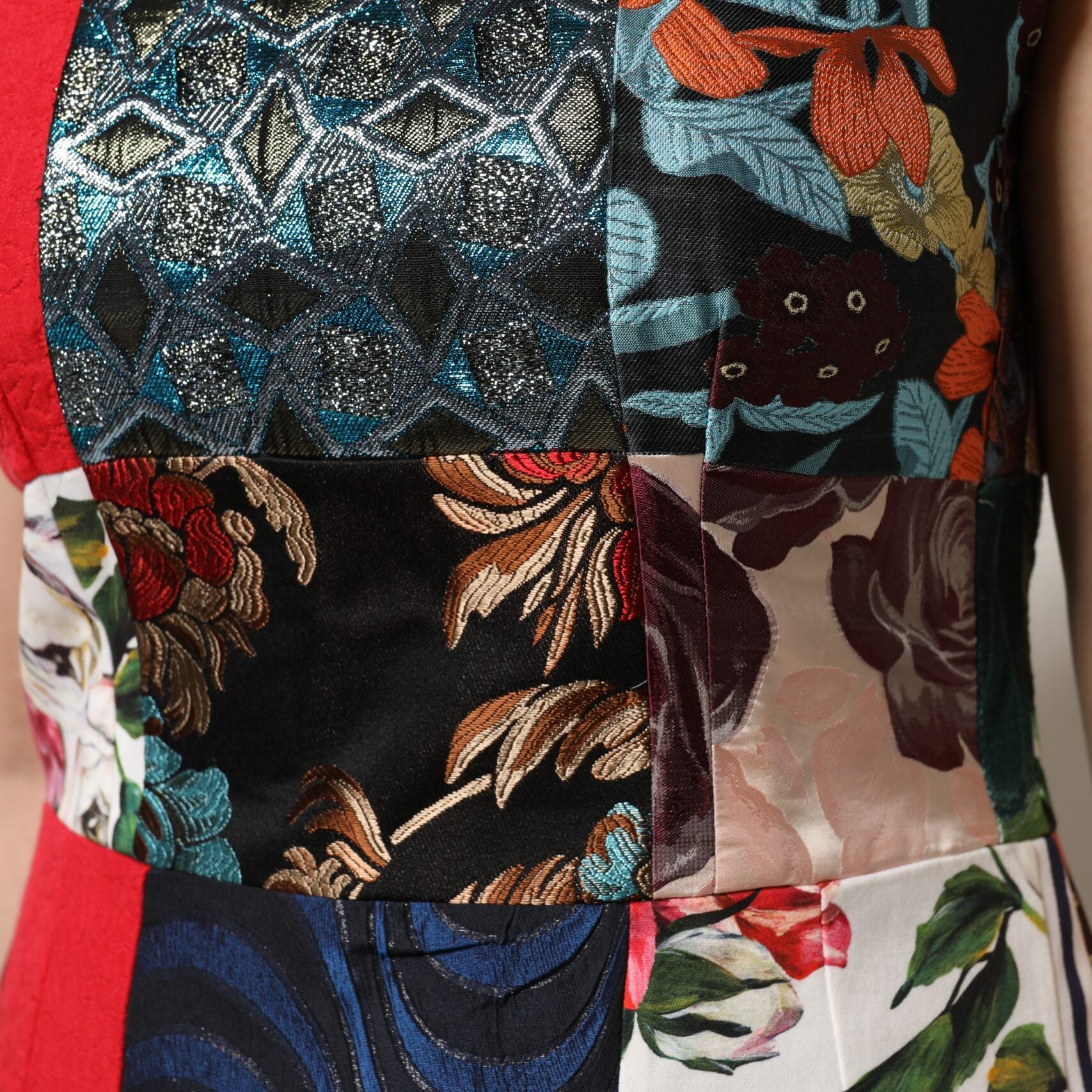 Dolce & Gabbana Multicolor Patchwork Sleeveless Sheath Dress