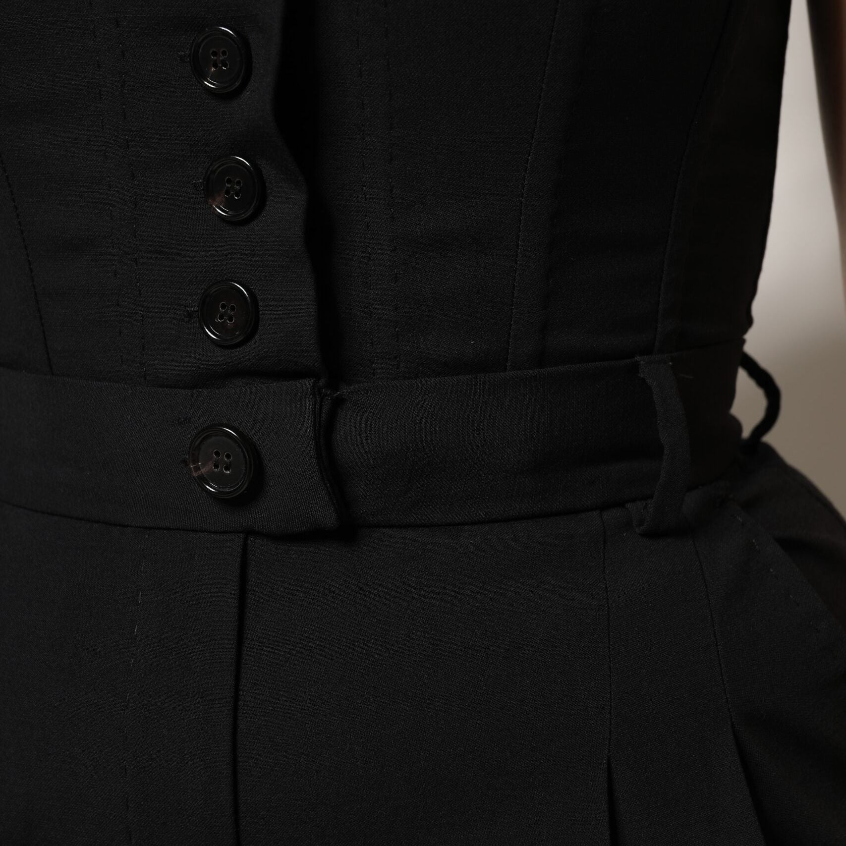 Dolce & Gabbana Black Wool Strapless Romper Jumpsuit Dress