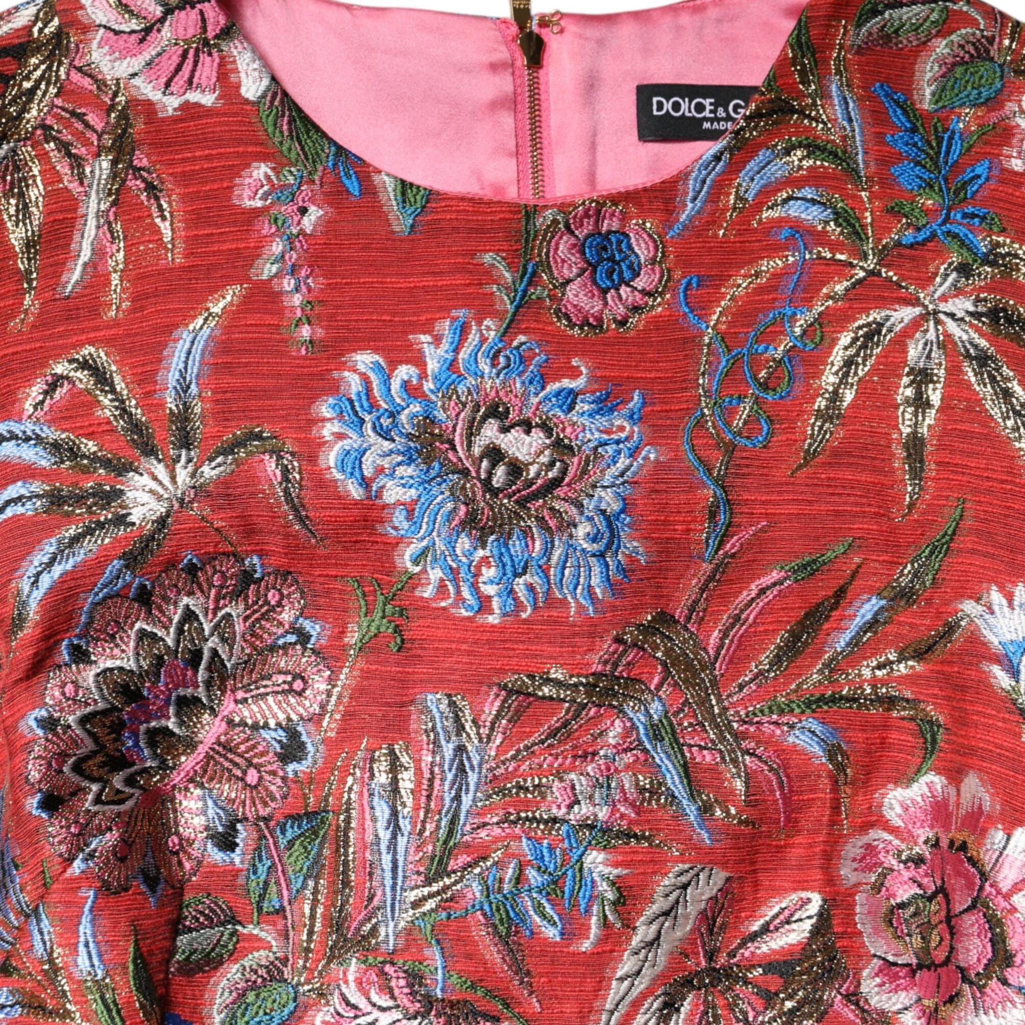 Dolce & Gabbana Red Floral Jacquard A-line Mini Dress