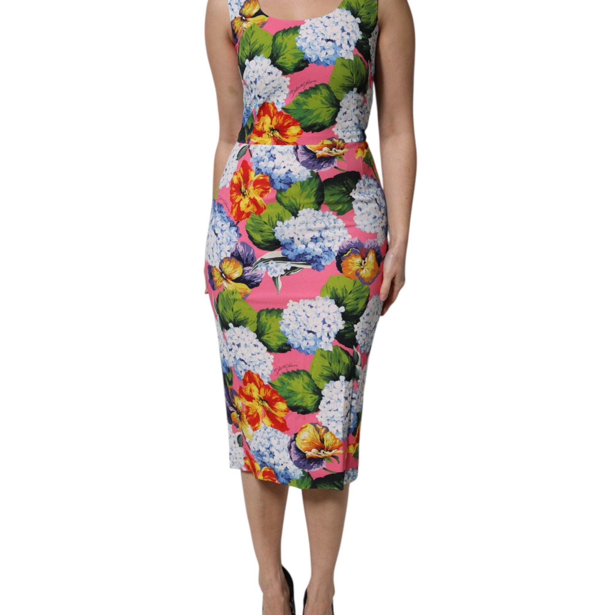 Dolce & Gabbana Multicolor Floral Sleeveless Sheath Dress
