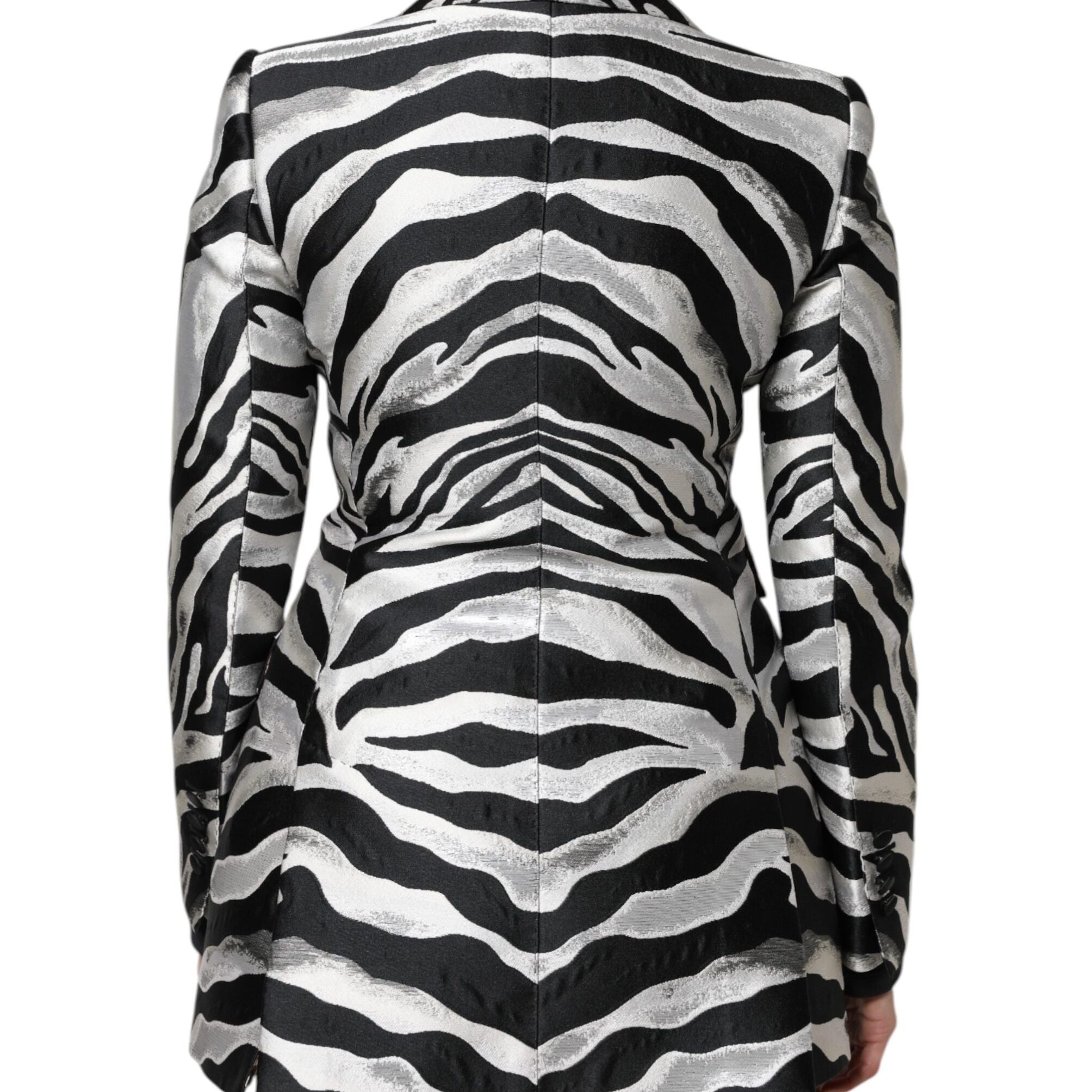 Dolce & Gabbana Black White Polyester Women Blazer Jacket