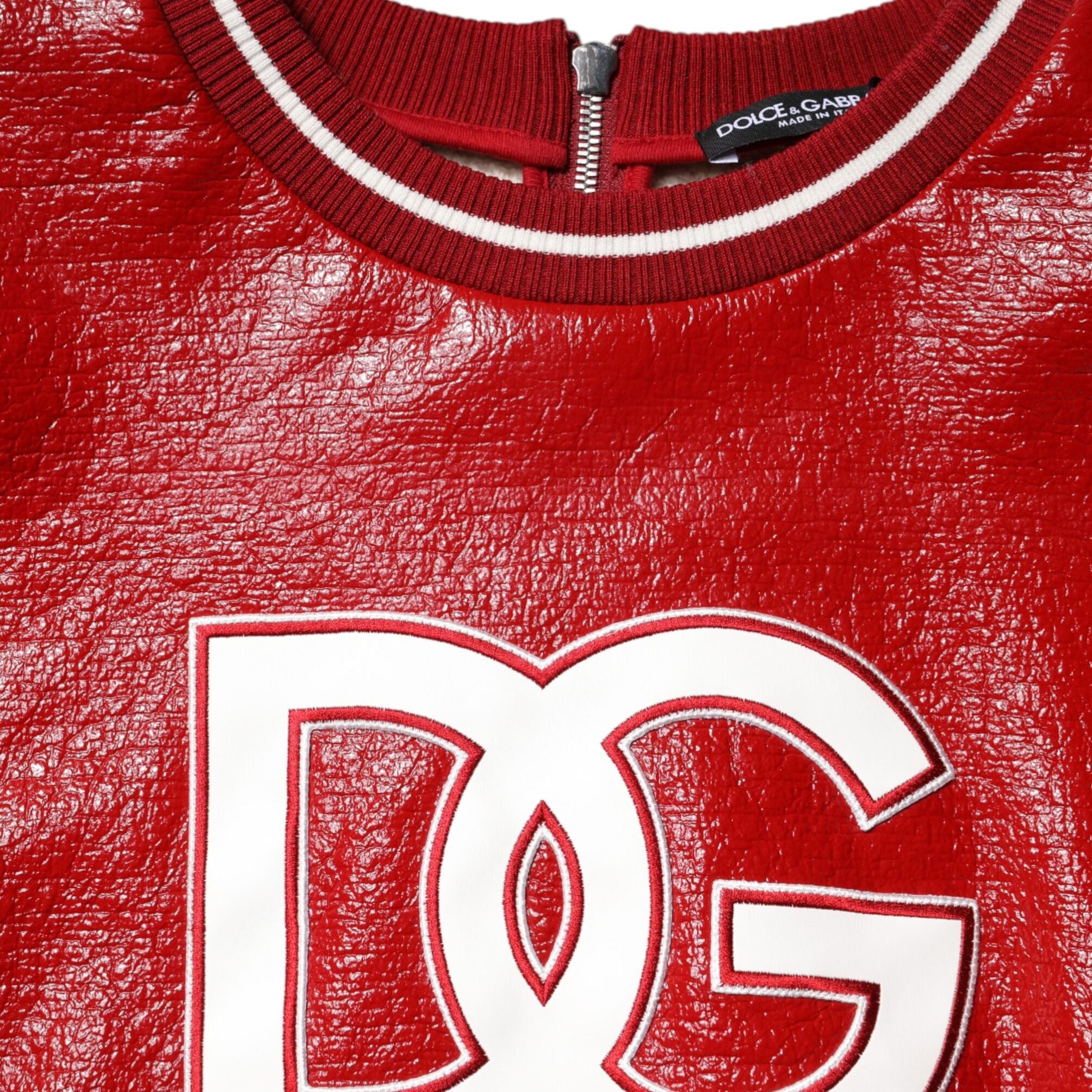 Dolce & Gabbana Red Wool DGLogo Embroidery Pullover Sweater