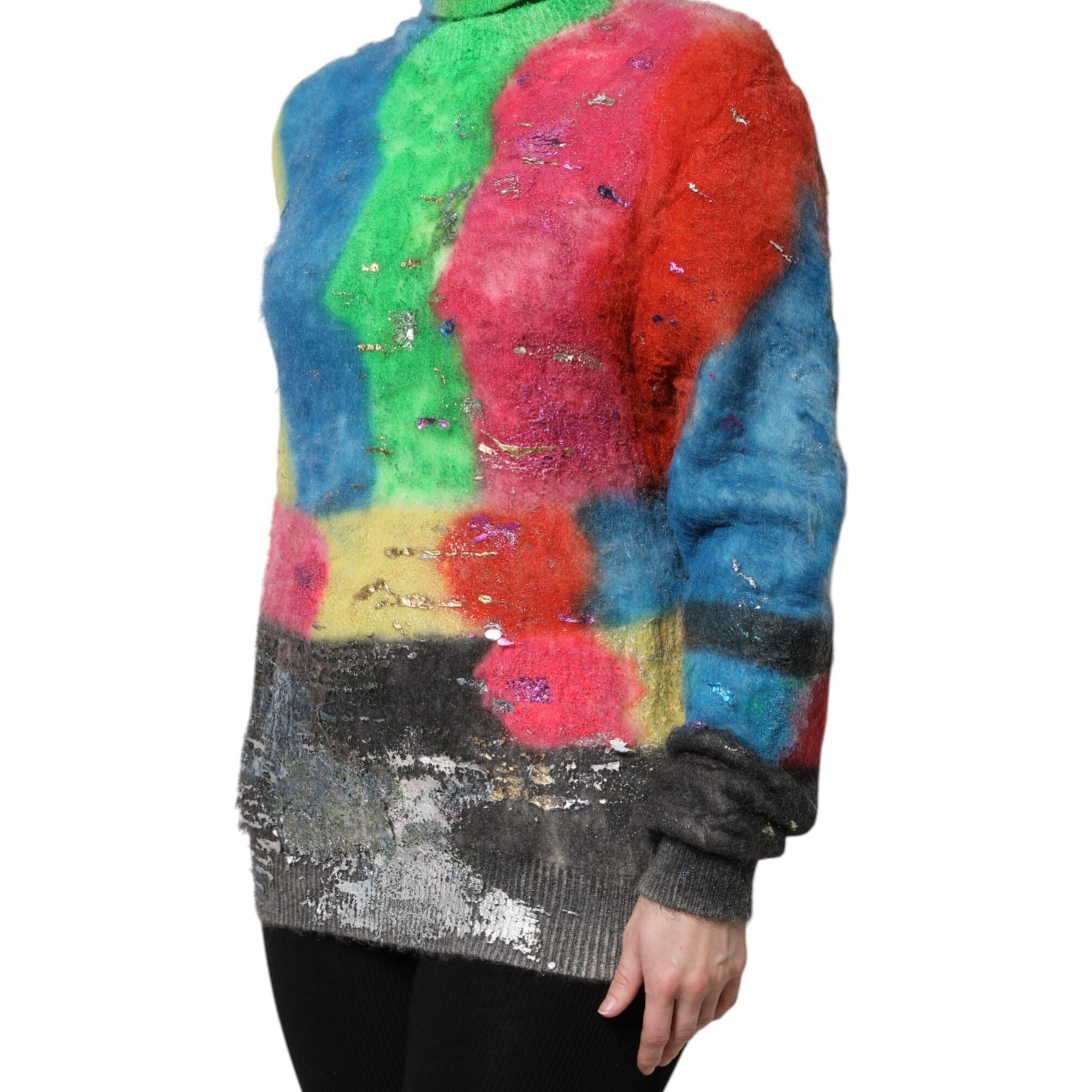 Dolce & Gabbana Multicolor Mohair Turtleneck Pullover Sweater