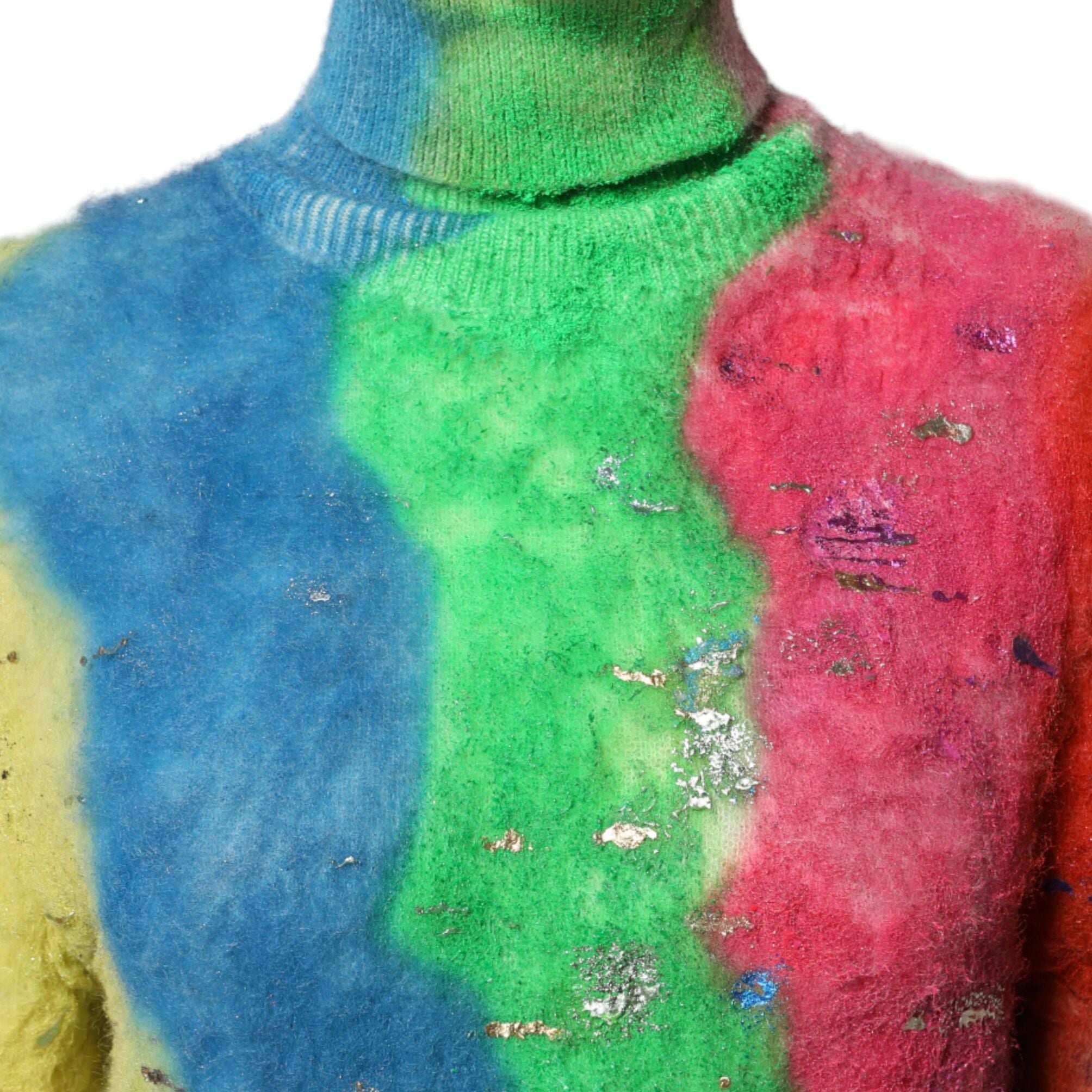 Dolce & Gabbana Multicolor Mohair Turtleneck Pullover Sweater