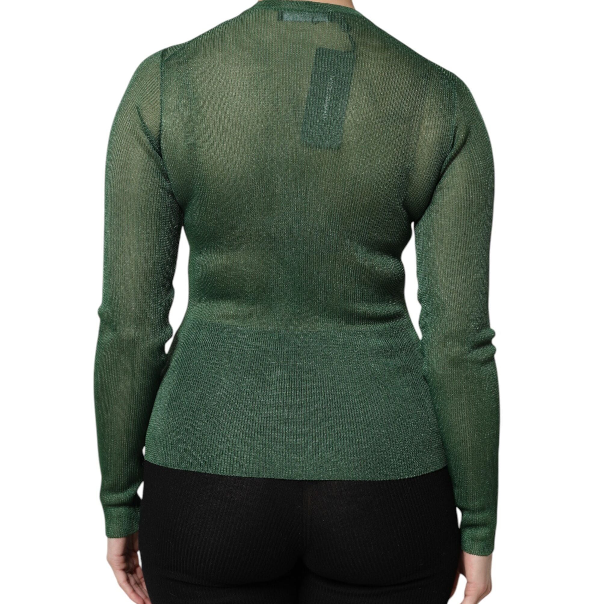 Dolce & Gabbana Green Polyester Long Sleeves Cardigan Sweater