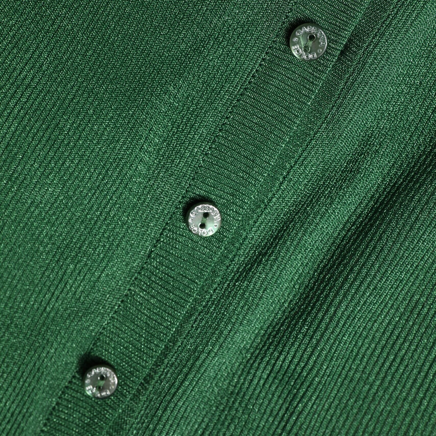 Dolce & Gabbana Green Polyester Long Sleeves Cardigan Sweater
