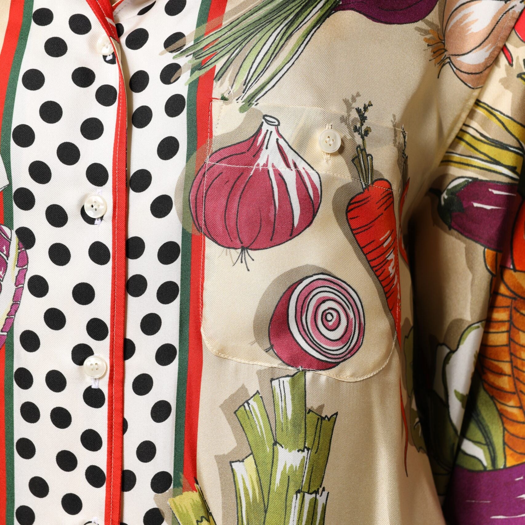 Dolce & Gabbana Multicolor Vegetables Silk Long Sleeves Top