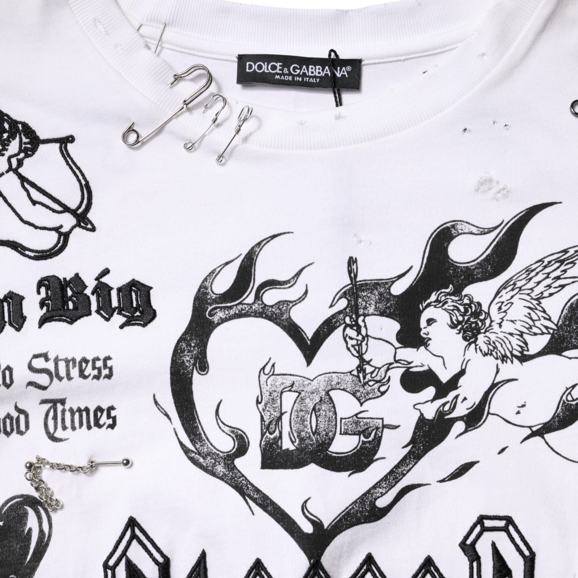 Dolce & Gabbana White Cotton DG BLESSED Printed T-shirt