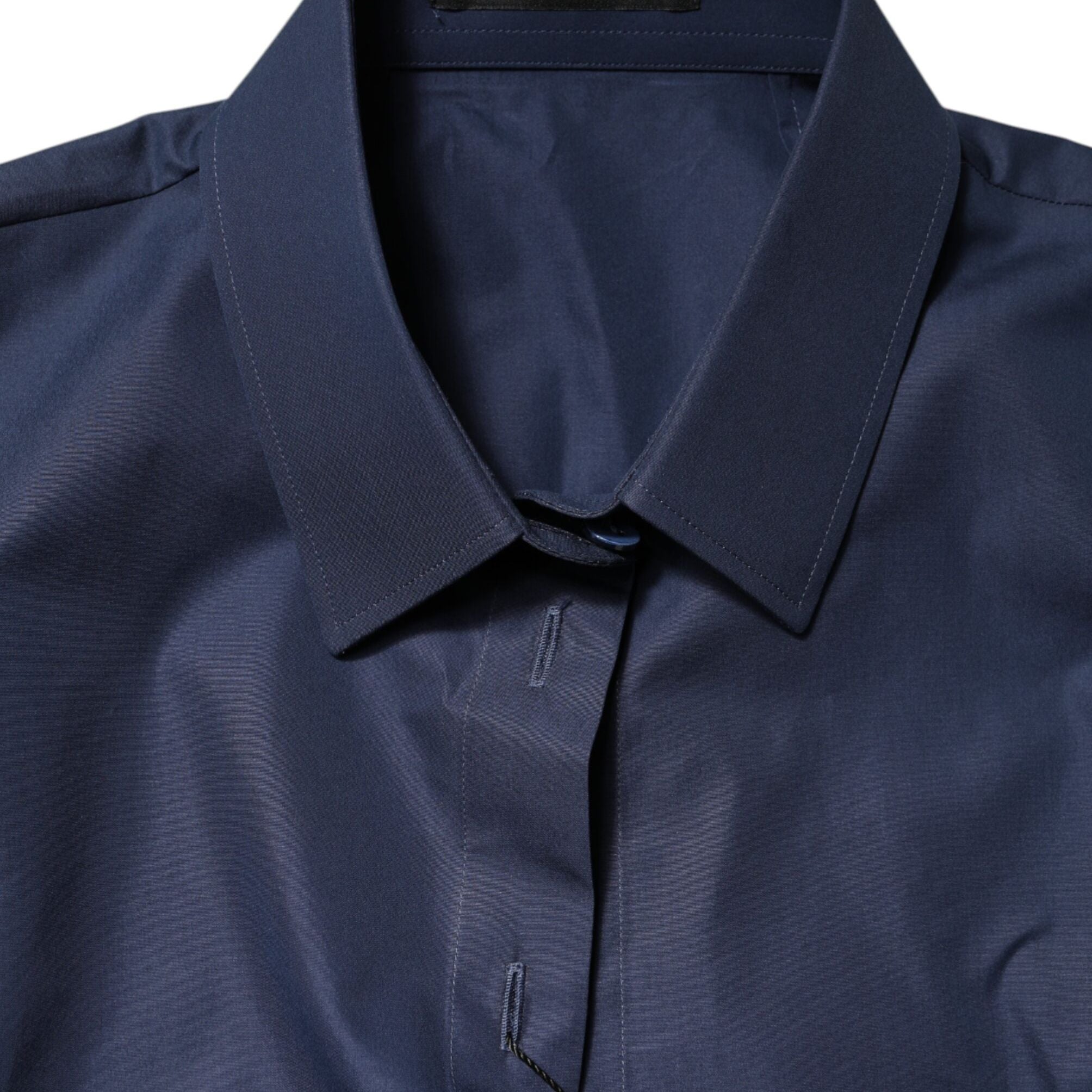 Dolce & Gabbana Blue Cotton Short Sleeves Button Down Top