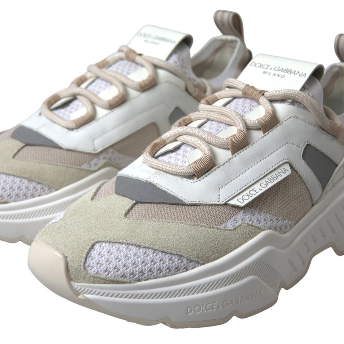 Dolce & Gabbana Sneakers White Beige Leather Sport DAYMASTER Shoes