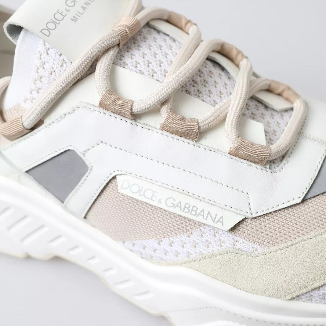 Dolce & Gabbana Sneakers White Beige Leather Sport DAYMASTER Shoes