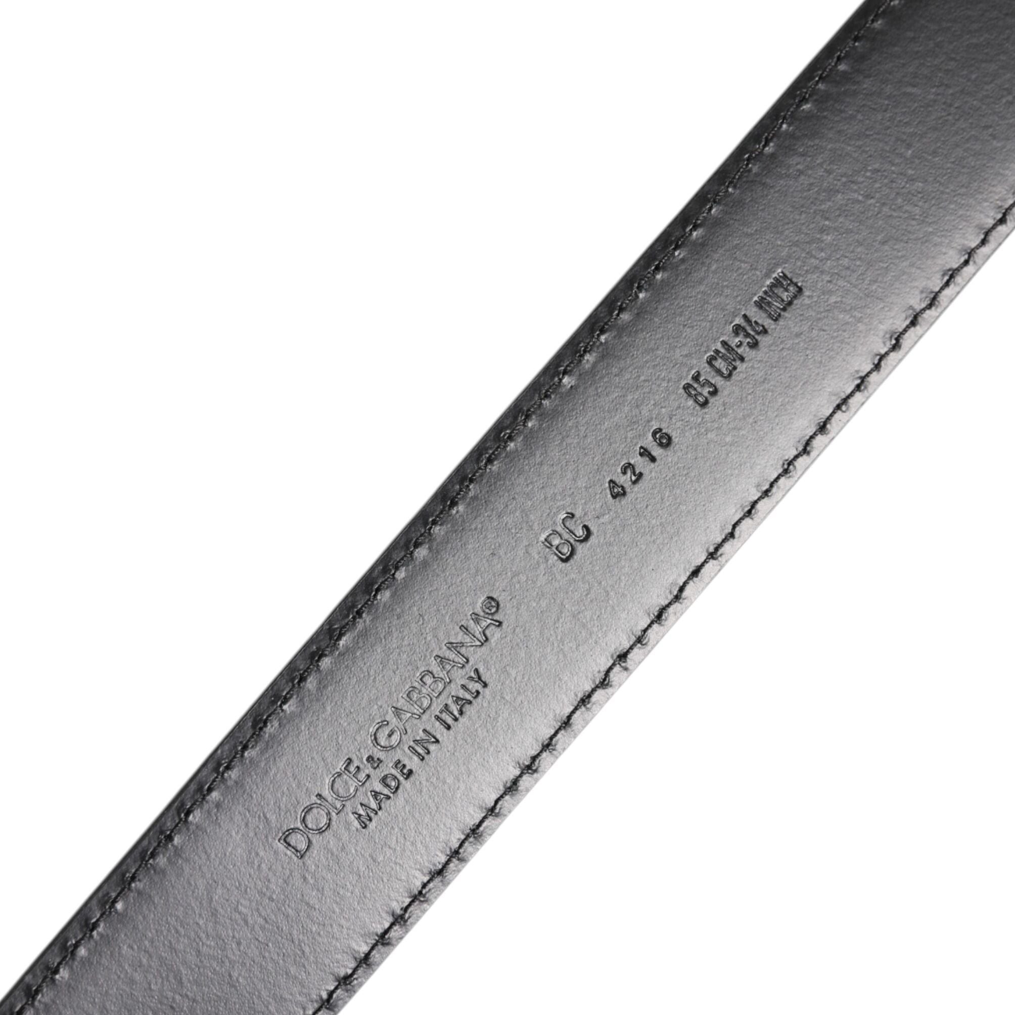 Dolce & Gabbana Black Classic Calf Leather Silver Buckle Belt
